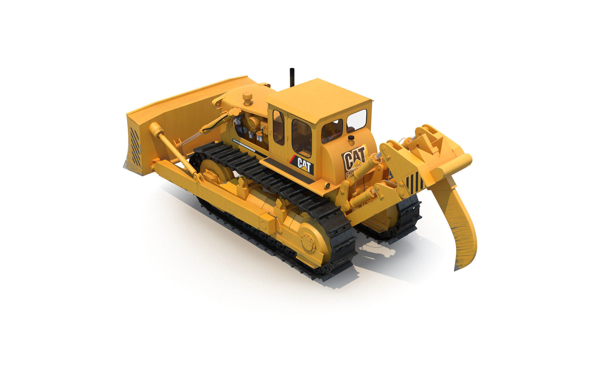 Bulldozer CAT Rigged 3D model_12