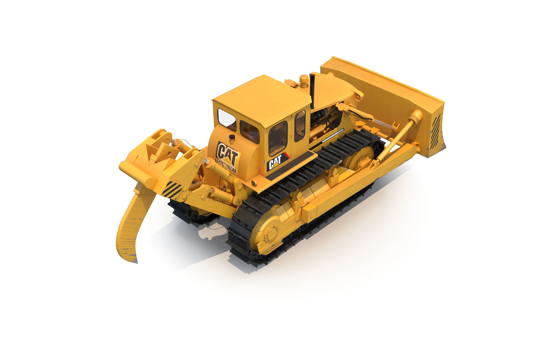 Bulldozer CAT Rigged 3D model_11