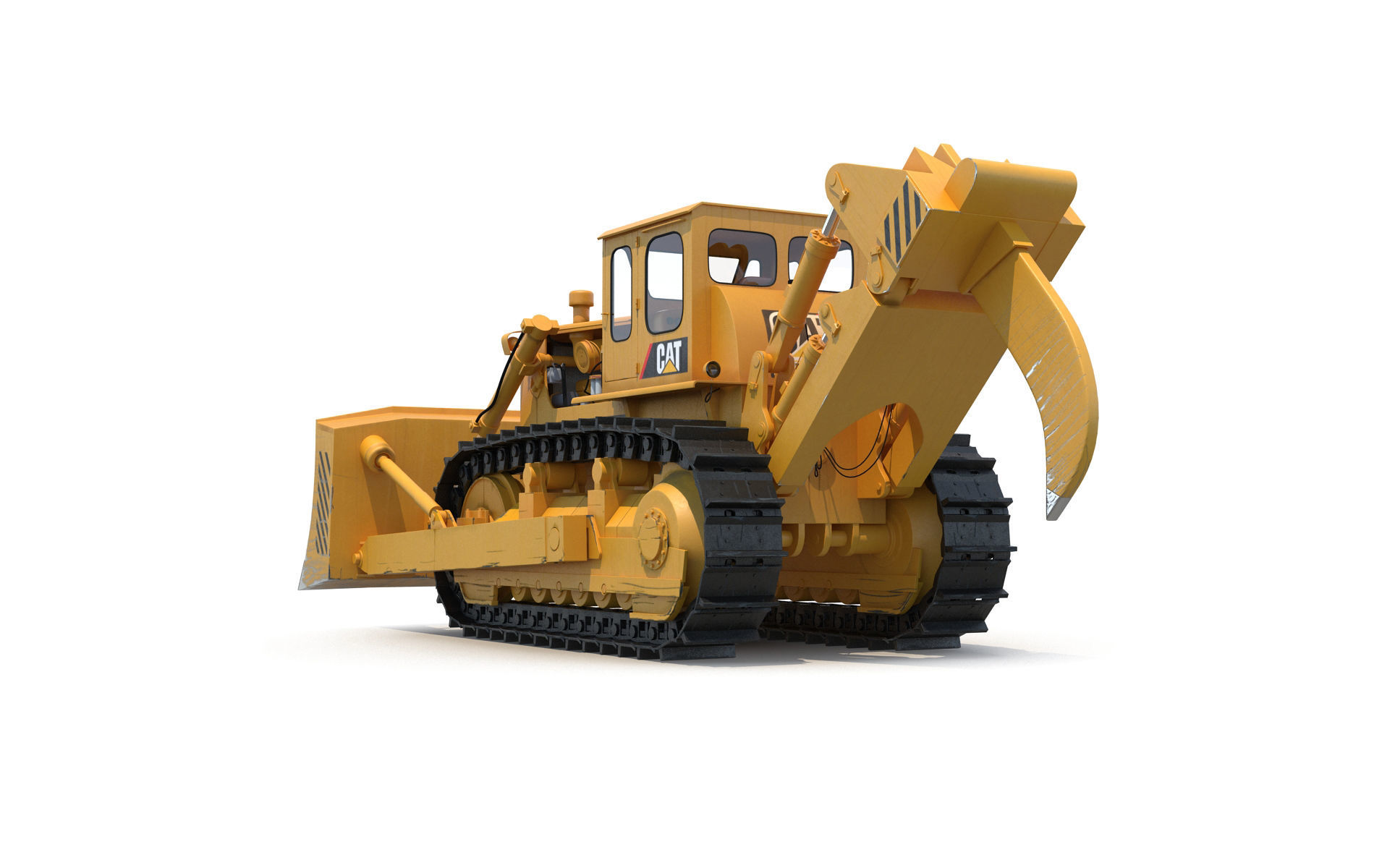Bulldozer CAT Rigged 3D model_16