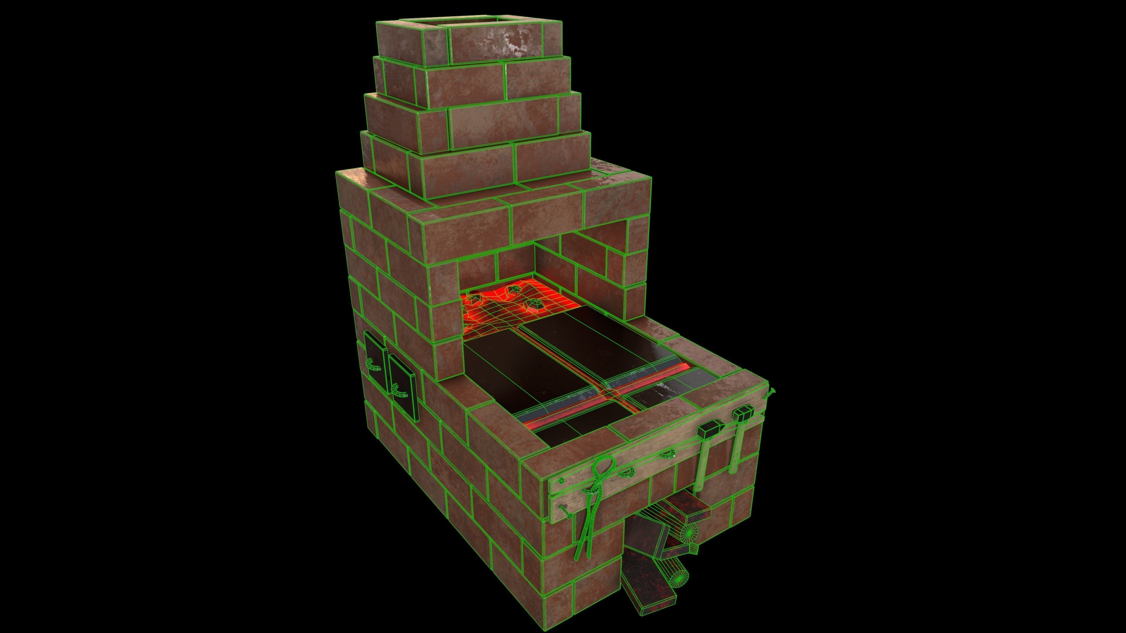 Black Smith Forge LowPoly Low-poly 3D model_9