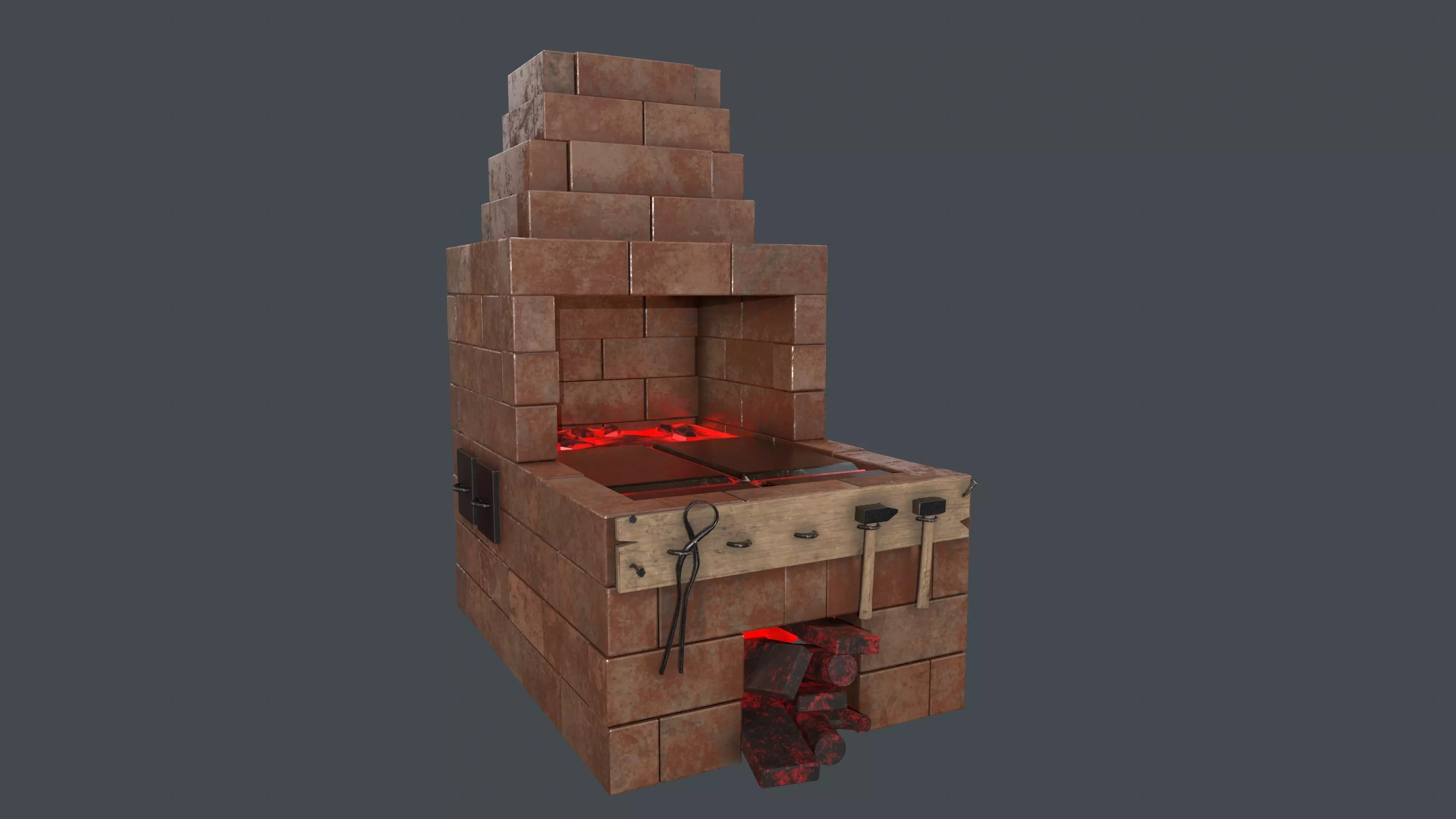 Black Smith Forge LowPoly Low-poly 3D model_0
