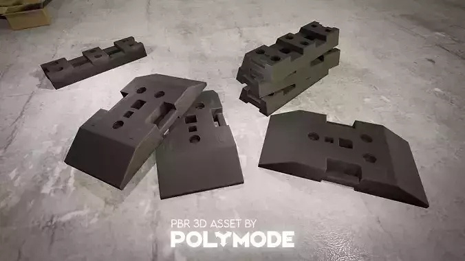 Low poly Road Fence Plastic Base PBR Game-ready Low-poly 3D model