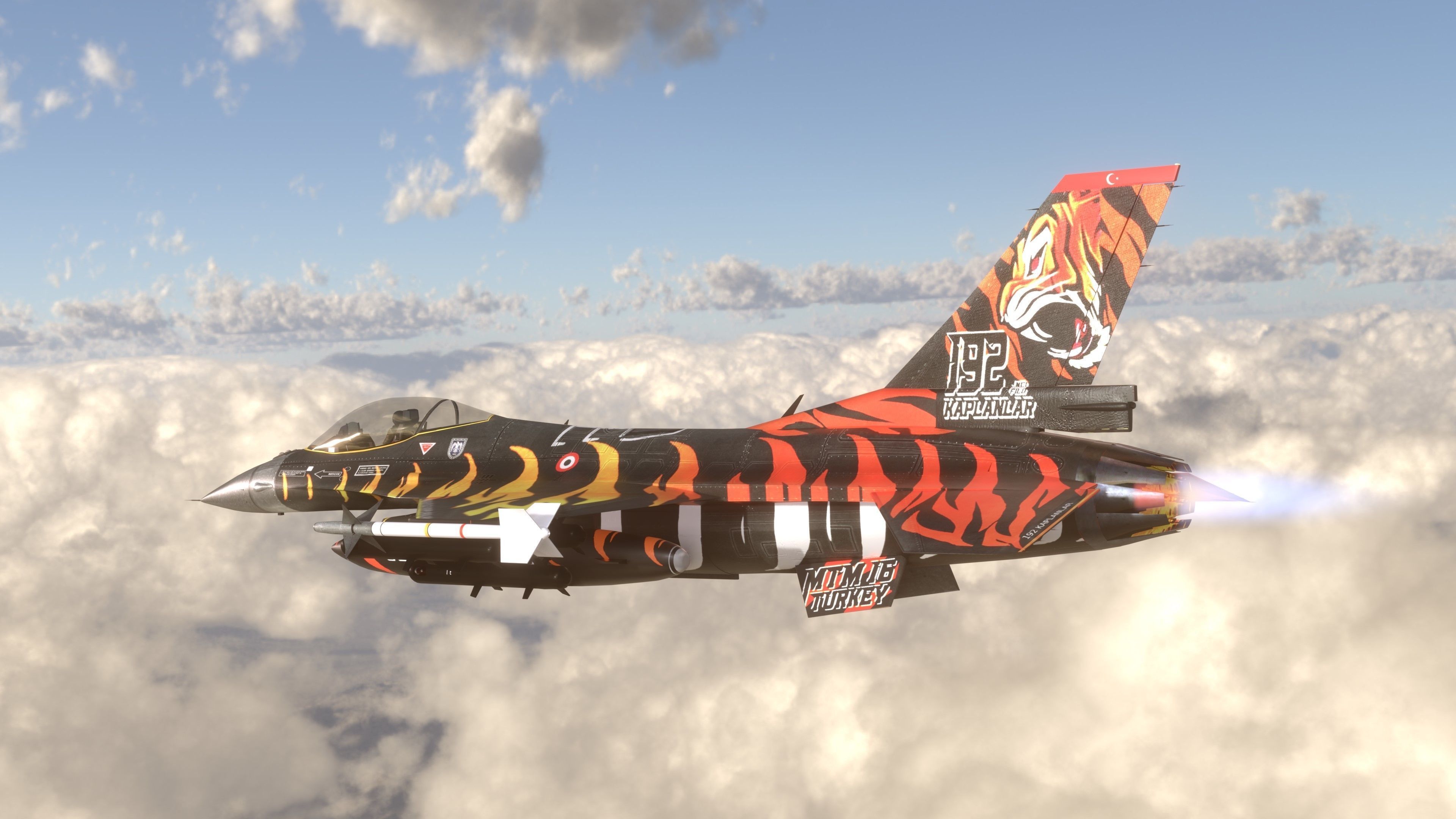 F16C Turkey Squad 192 Tigers  Low-poly 3D model_13
