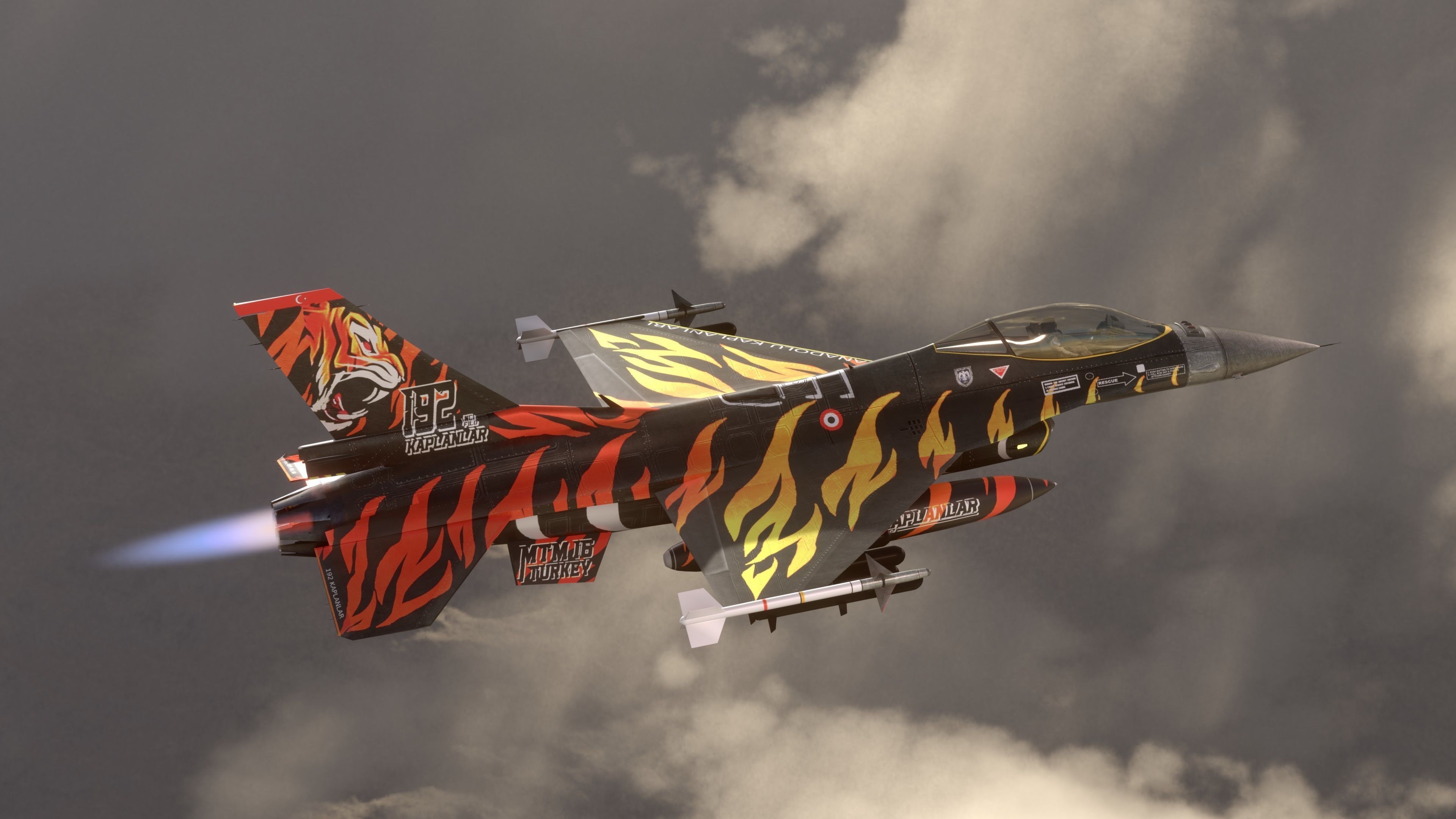 F16C Turkey Squad 192 Tigers  Low-poly 3D model_5