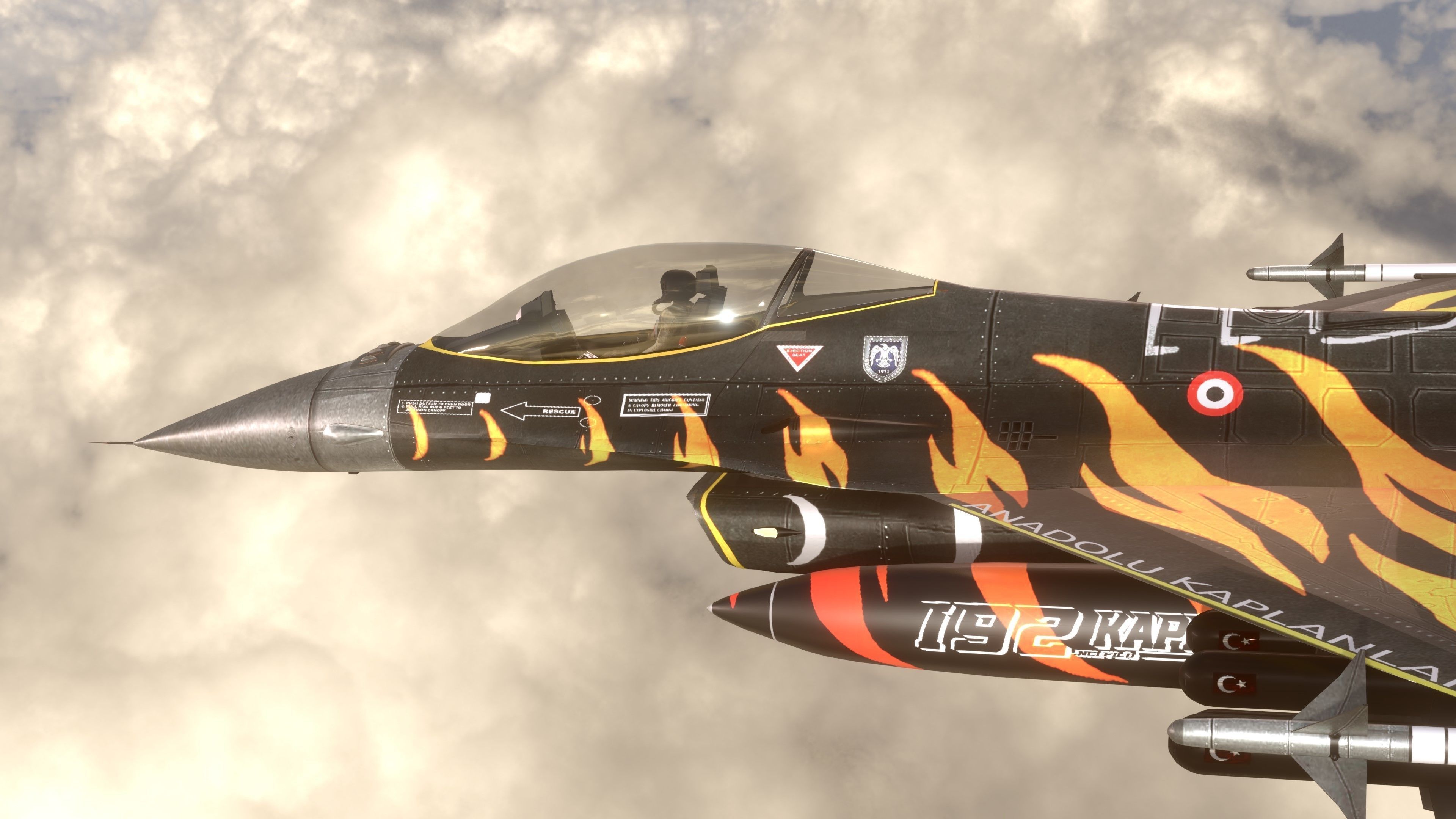 F16C Turkey Squad 192 Tigers  Low-poly 3D model_19