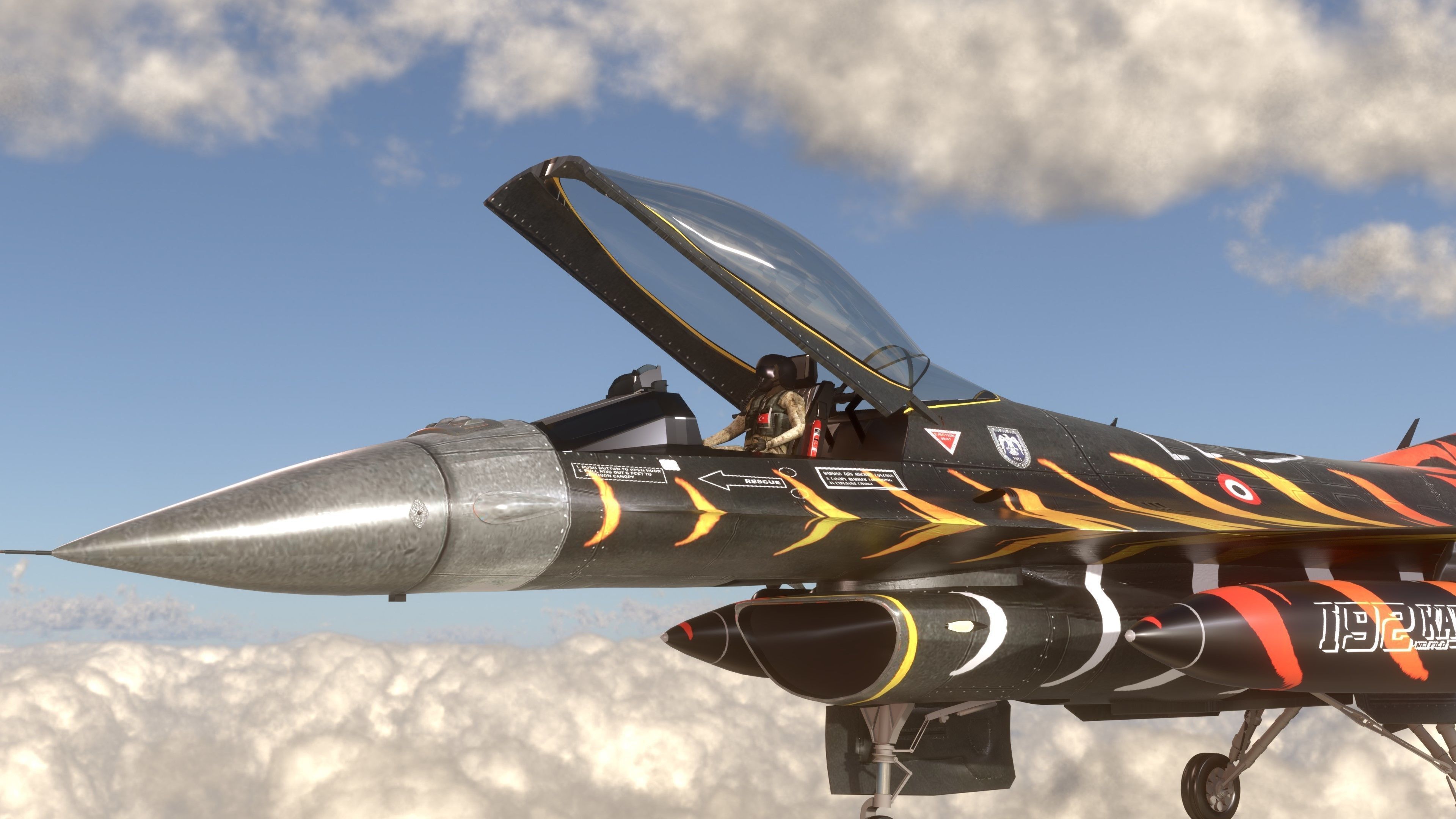 F16C Turkey Squad 192 Tigers  Low-poly 3D model_15