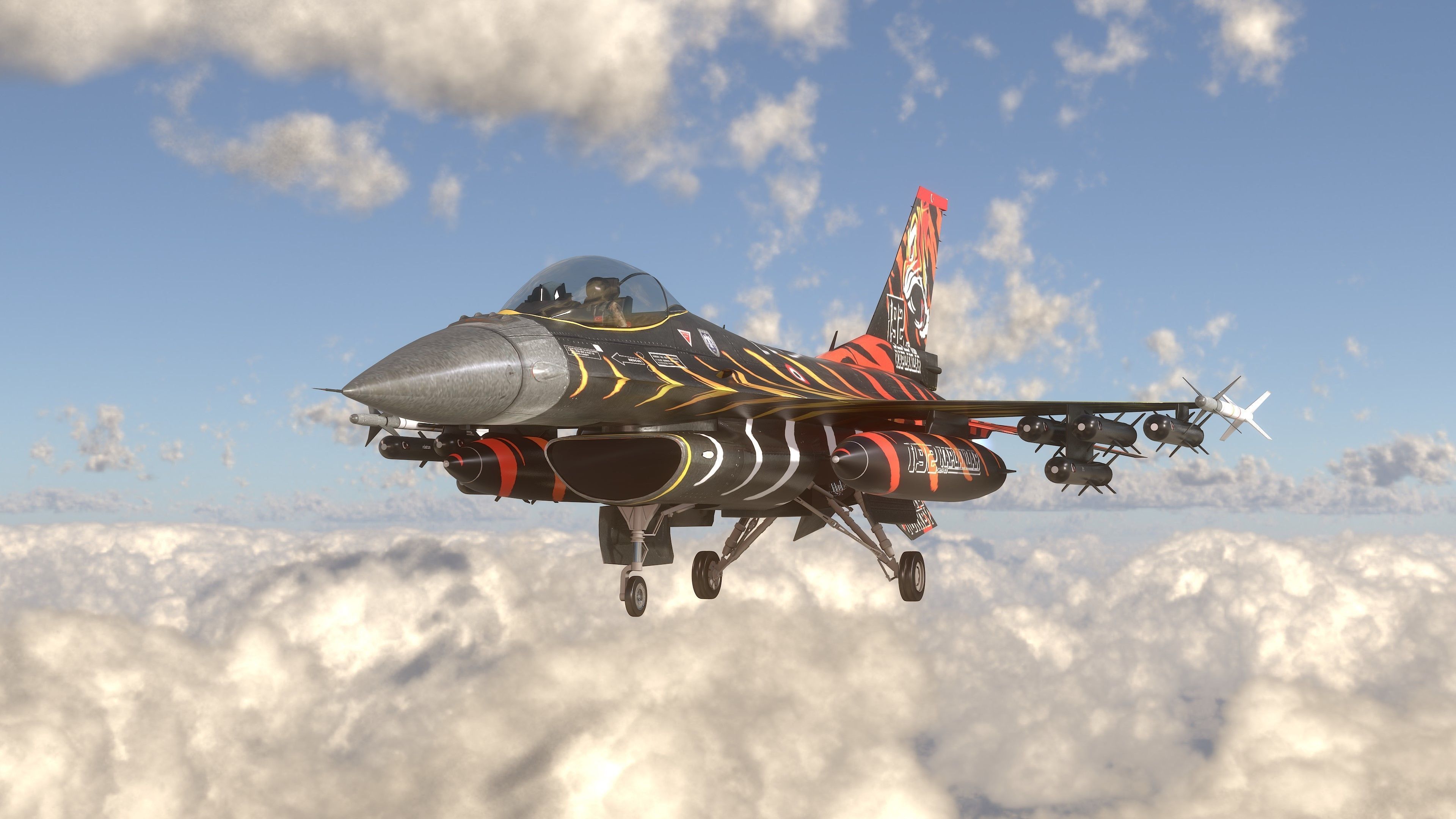 F16C Turkey Squad 192 Tigers  Low-poly 3D model_12