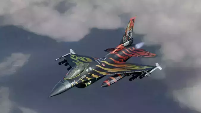 F16C Turkey Squad 192 Tigers  Low-poly 3D model