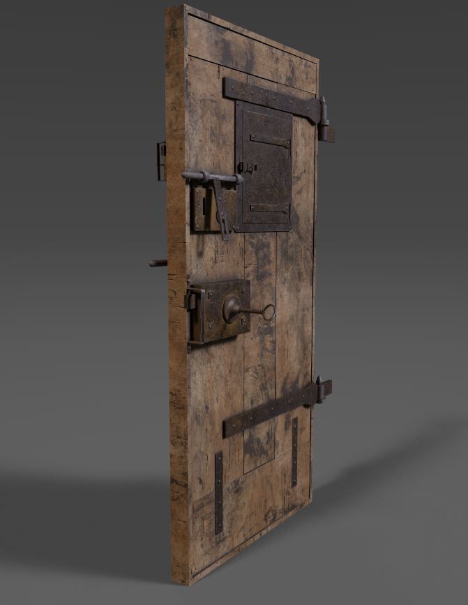 Old Prison Security Door  3D model_7