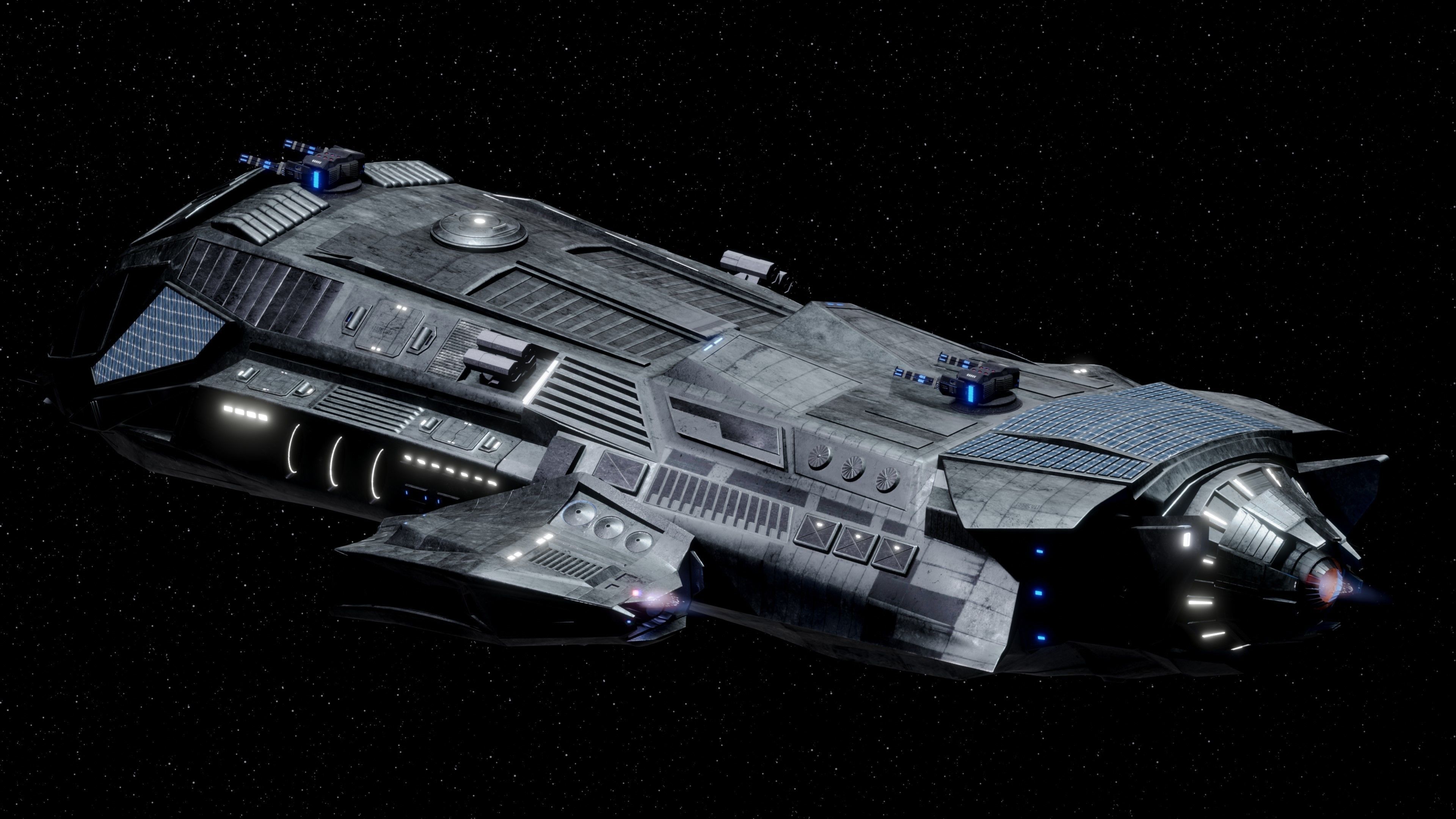 Spaceship  Low-poly 3D model_7