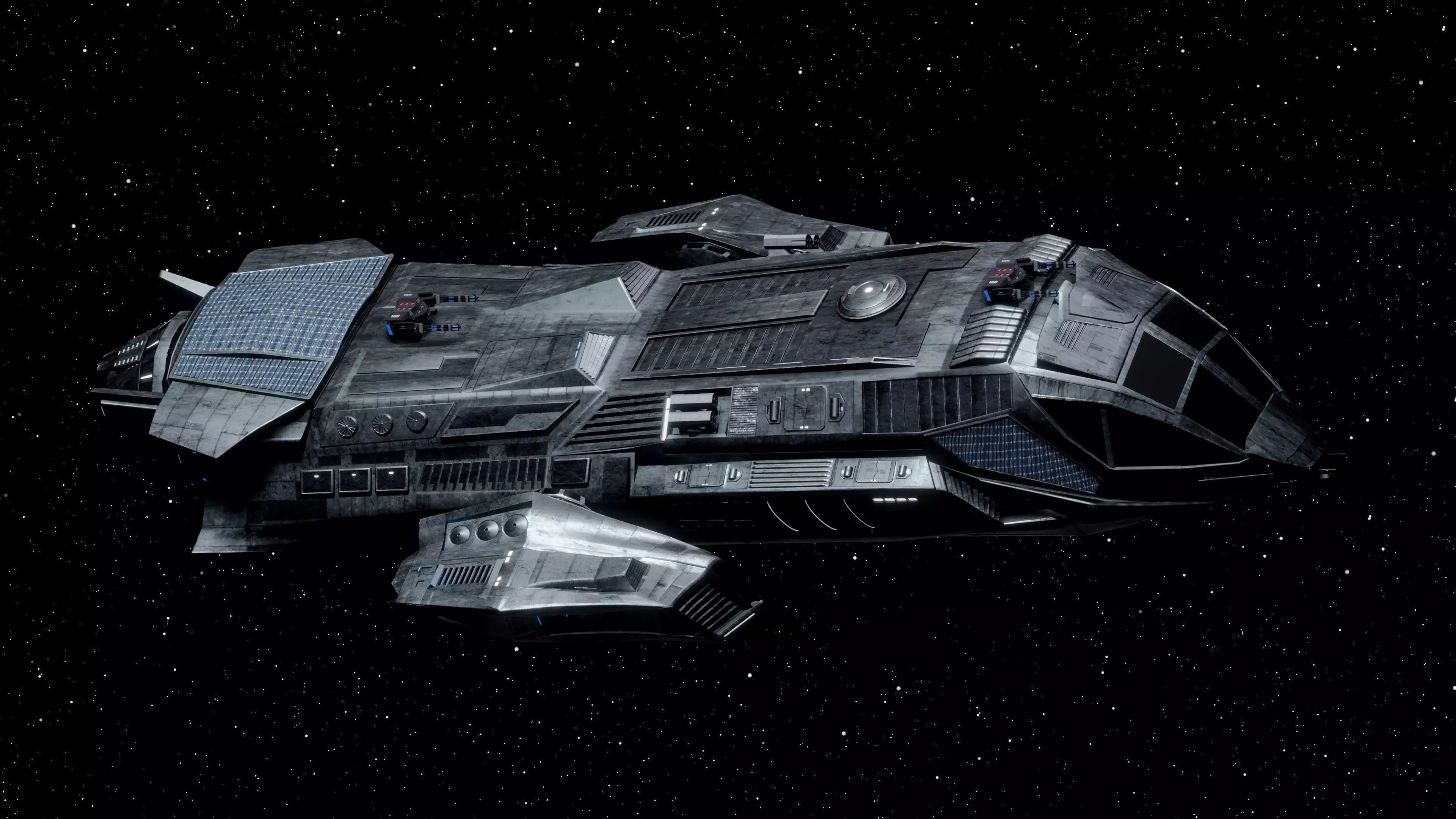 Spaceship  Low-poly 3D model_0