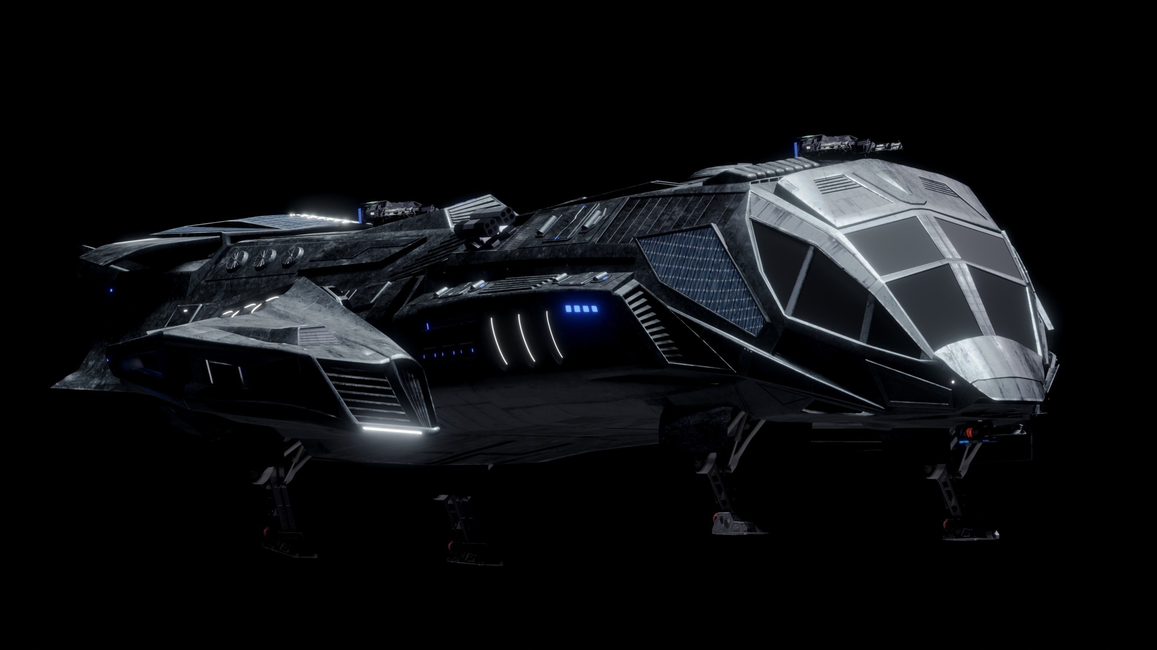 Spaceship  Low-poly 3D model_2