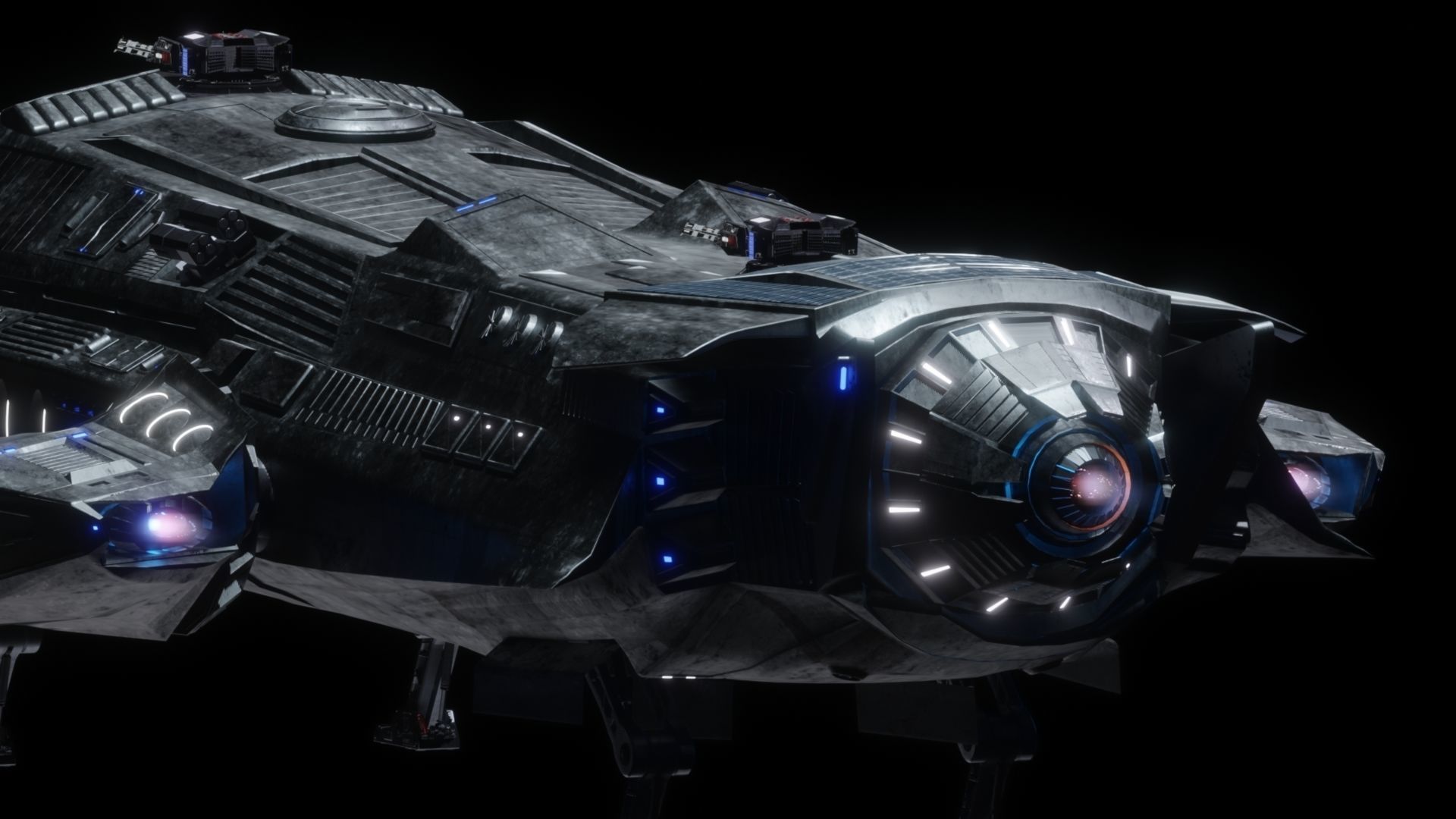 Spaceship  Low-poly 3D model_19