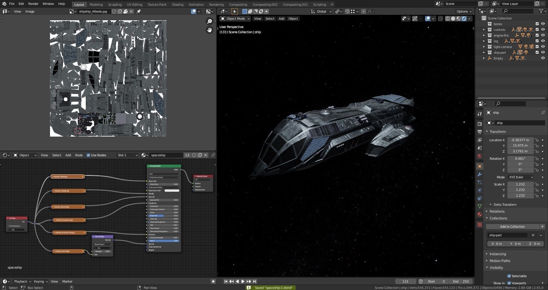 Spaceship  Low-poly 3D model_24
