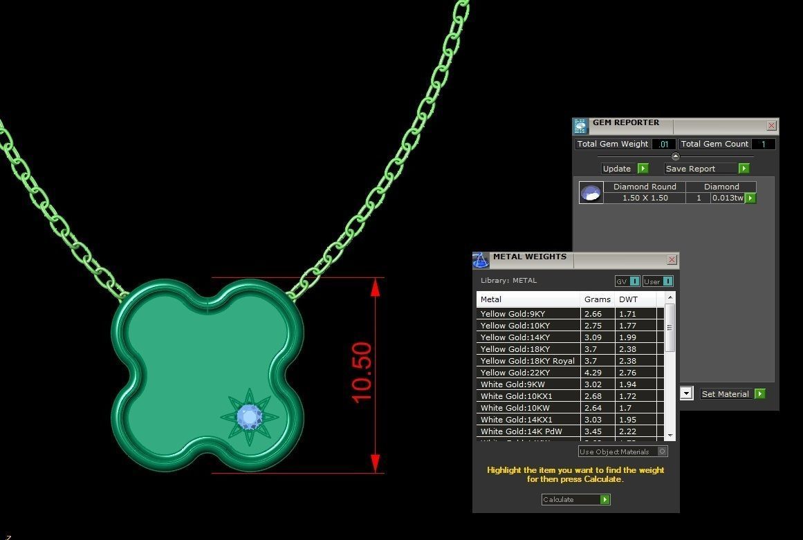 Diamond Jewelry Pendant 009 3D print model_15
