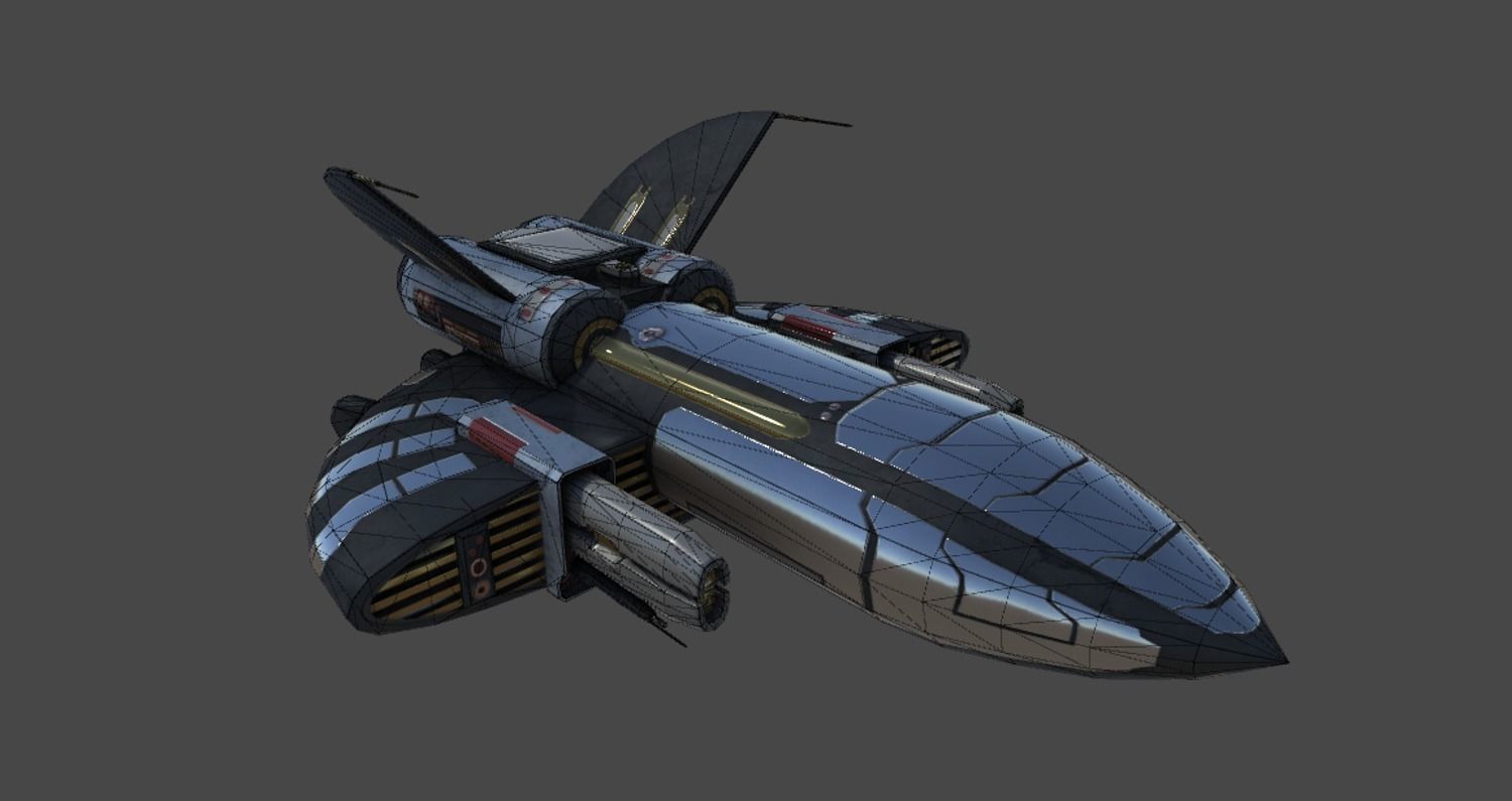 Spaceship Drone Corvus Low-poly 3D model_7