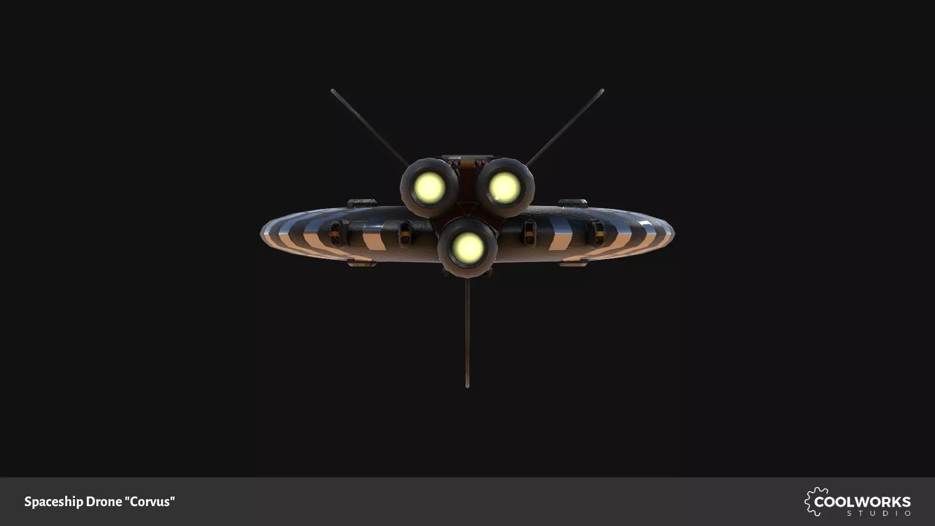 Spaceship Drone Corvus Low-poly 3D model_12