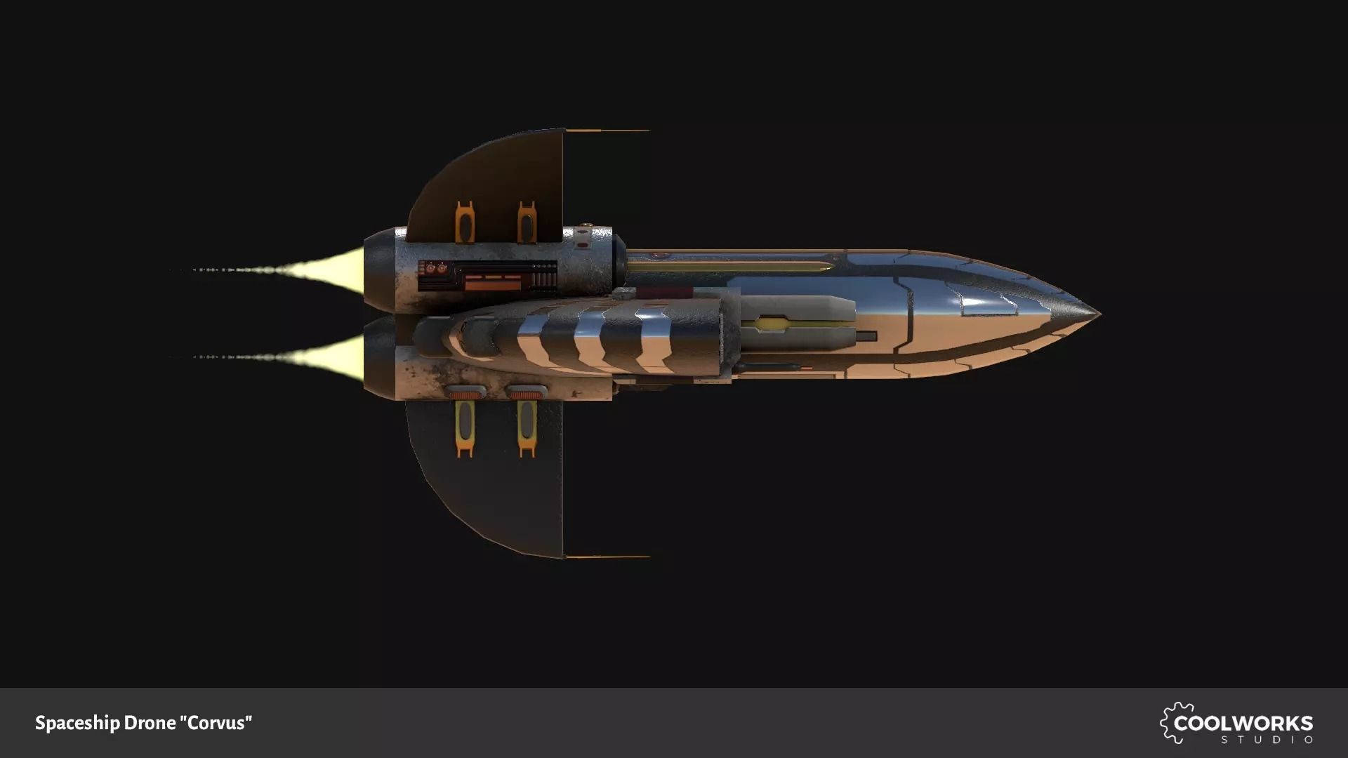 Spaceship Drone Corvus Low-poly 3D model_10