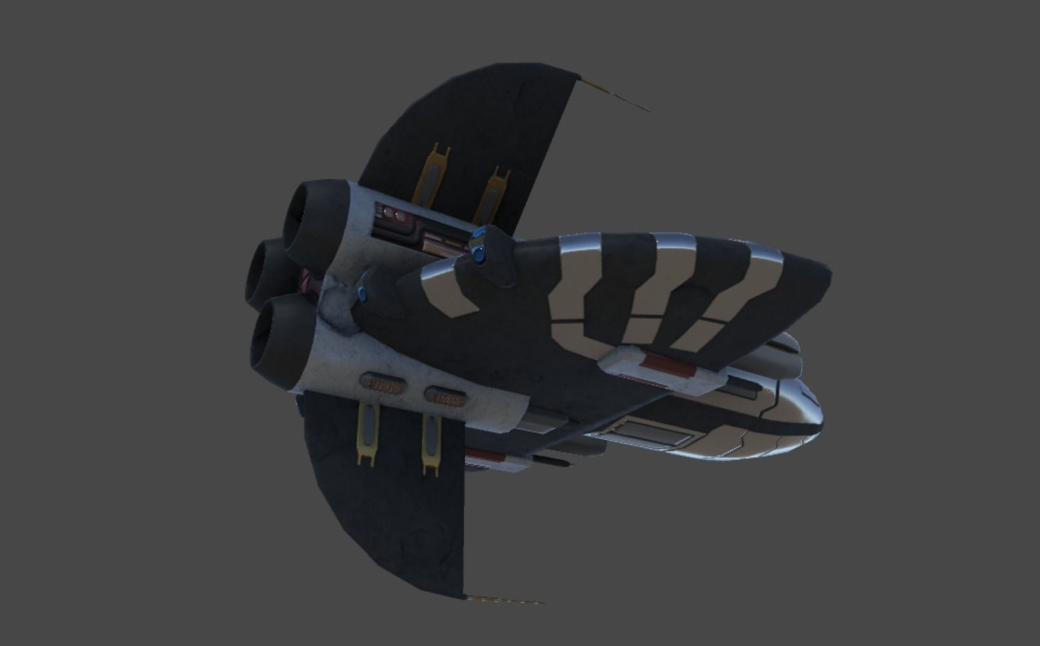 Spaceship Drone Corvus Low-poly 3D model_4
