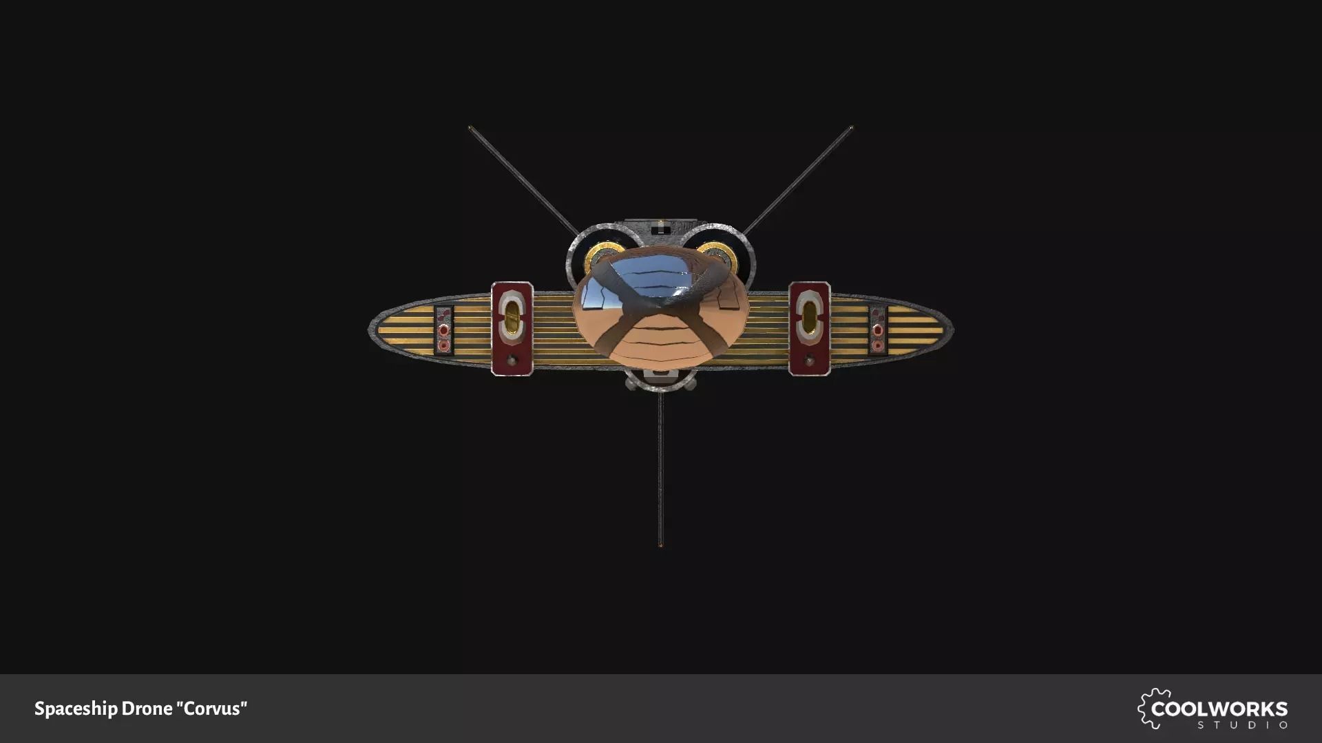 Spaceship Drone Corvus Low-poly 3D model_11