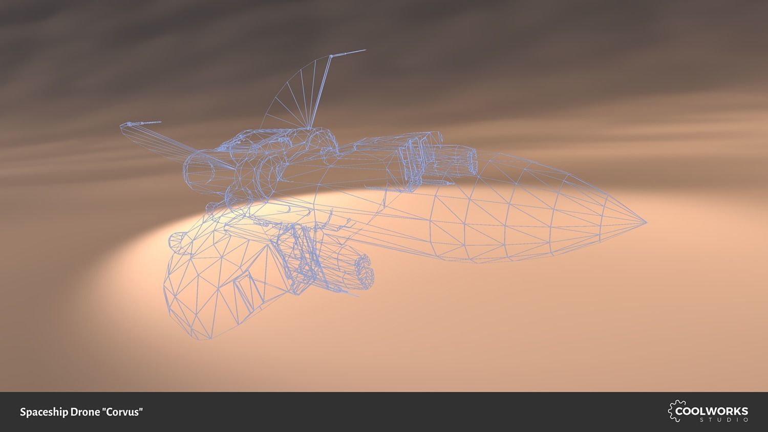 Spaceship Drone Corvus Low-poly 3D model_3