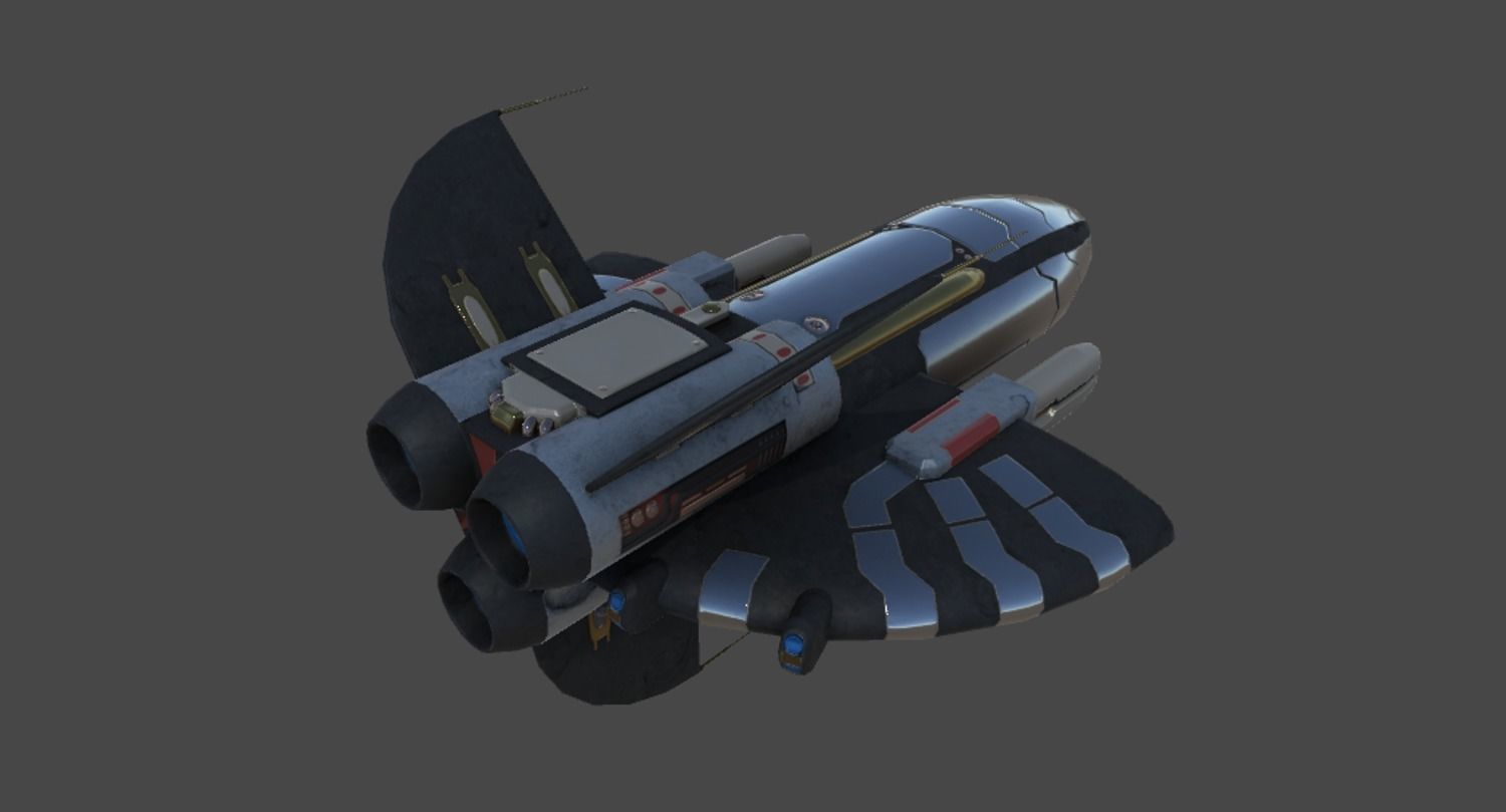 Spaceship Drone Corvus Low-poly 3D model_6