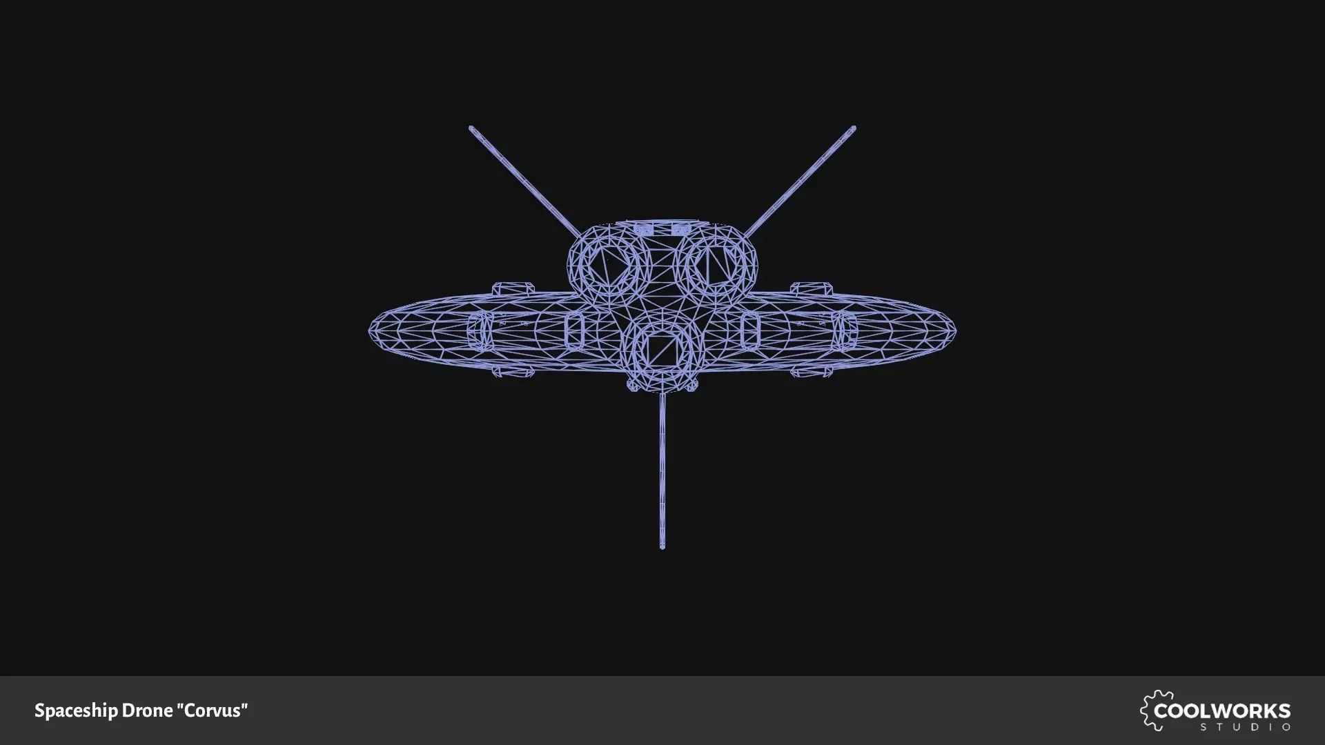 Spaceship Drone Corvus Low-poly 3D model_16