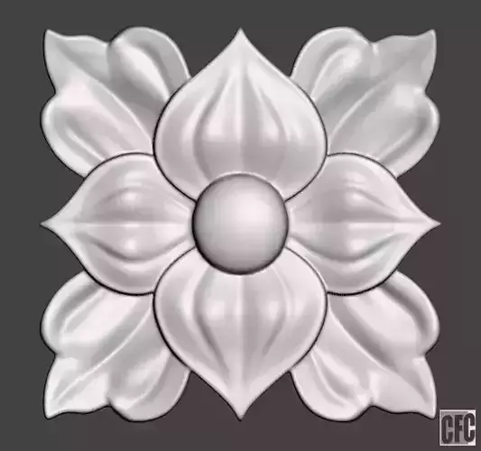 WoodCarving floral detail - 3d model for CNC - FlowerCFC10
