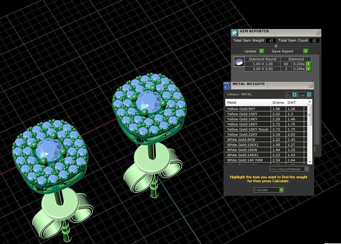 Diamond Jewelry Earring  3mm STONE  001  3D print model_17