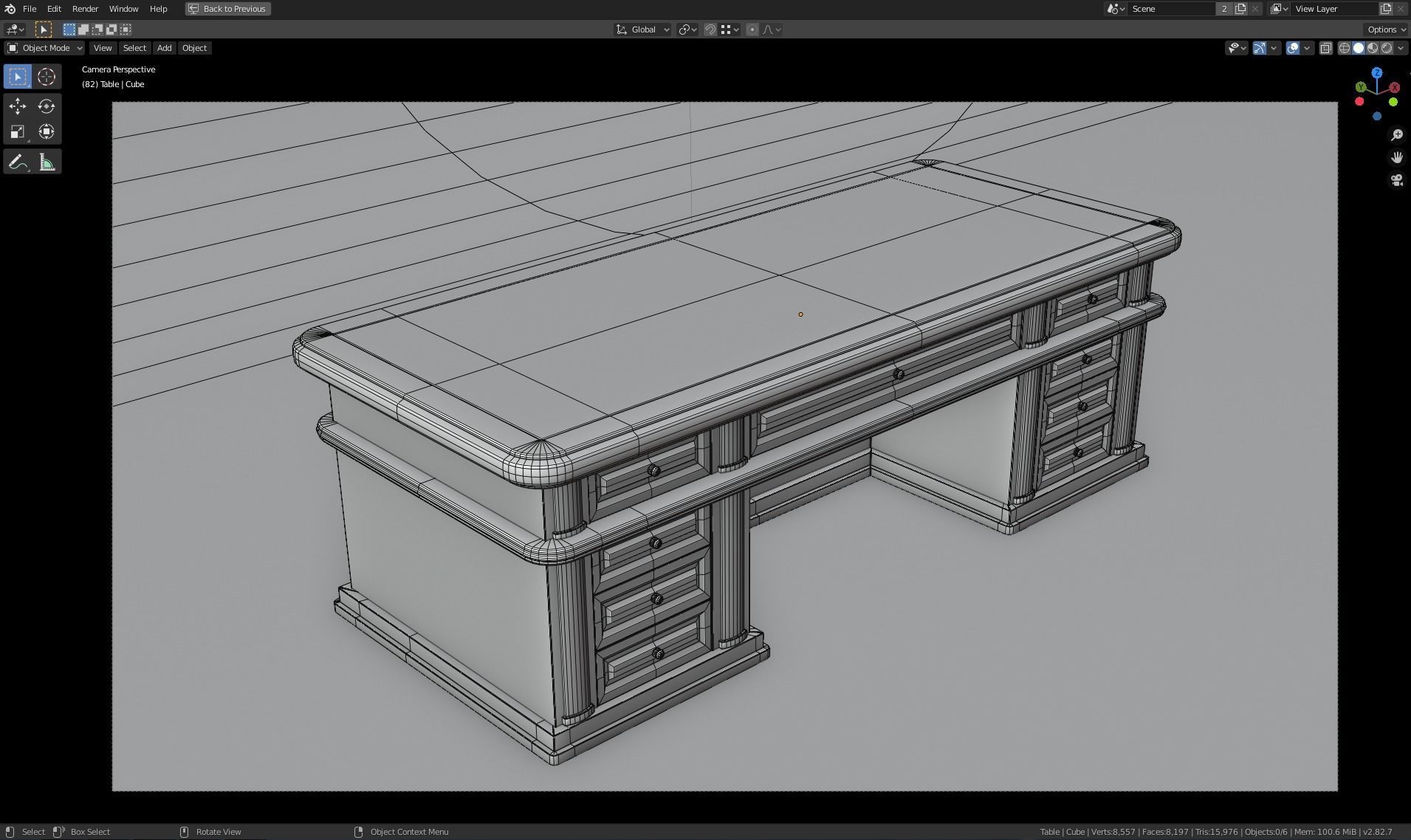 Classic Office Table 3D model_6