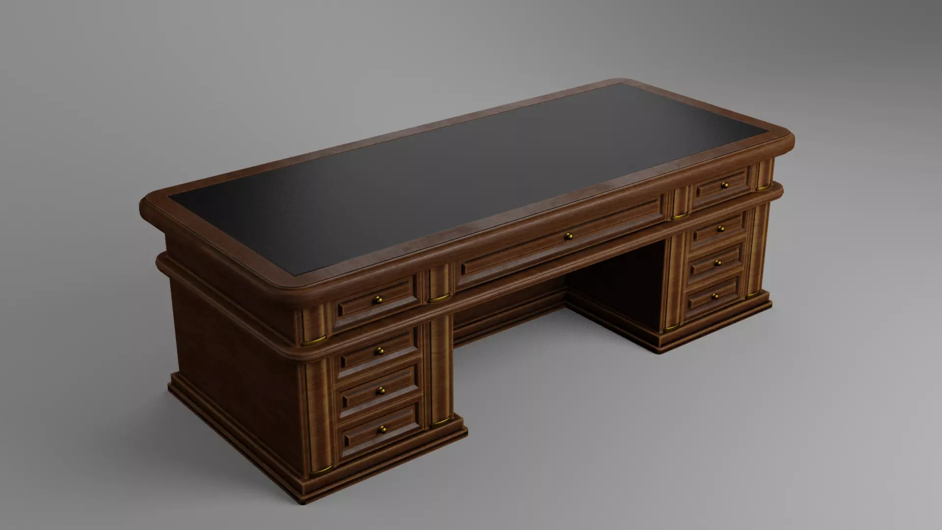 Classic Office Table 3D model_0