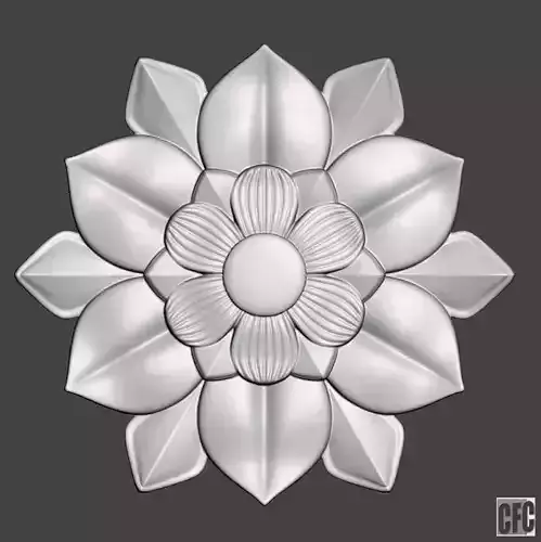 WoodCarving floral detail - 3d model for CNC - FlowerCFC11
