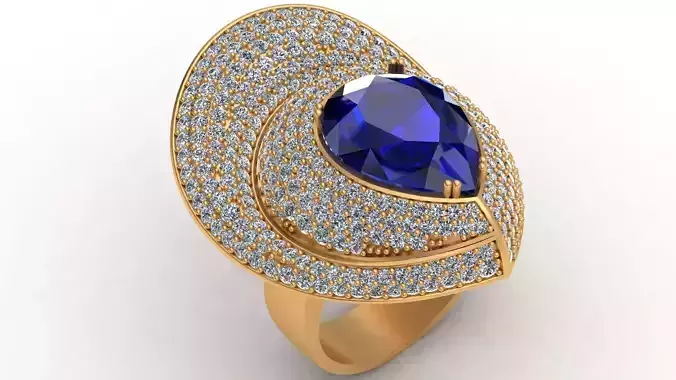 Pear Shape Sapphire Diamond Gold Ring
