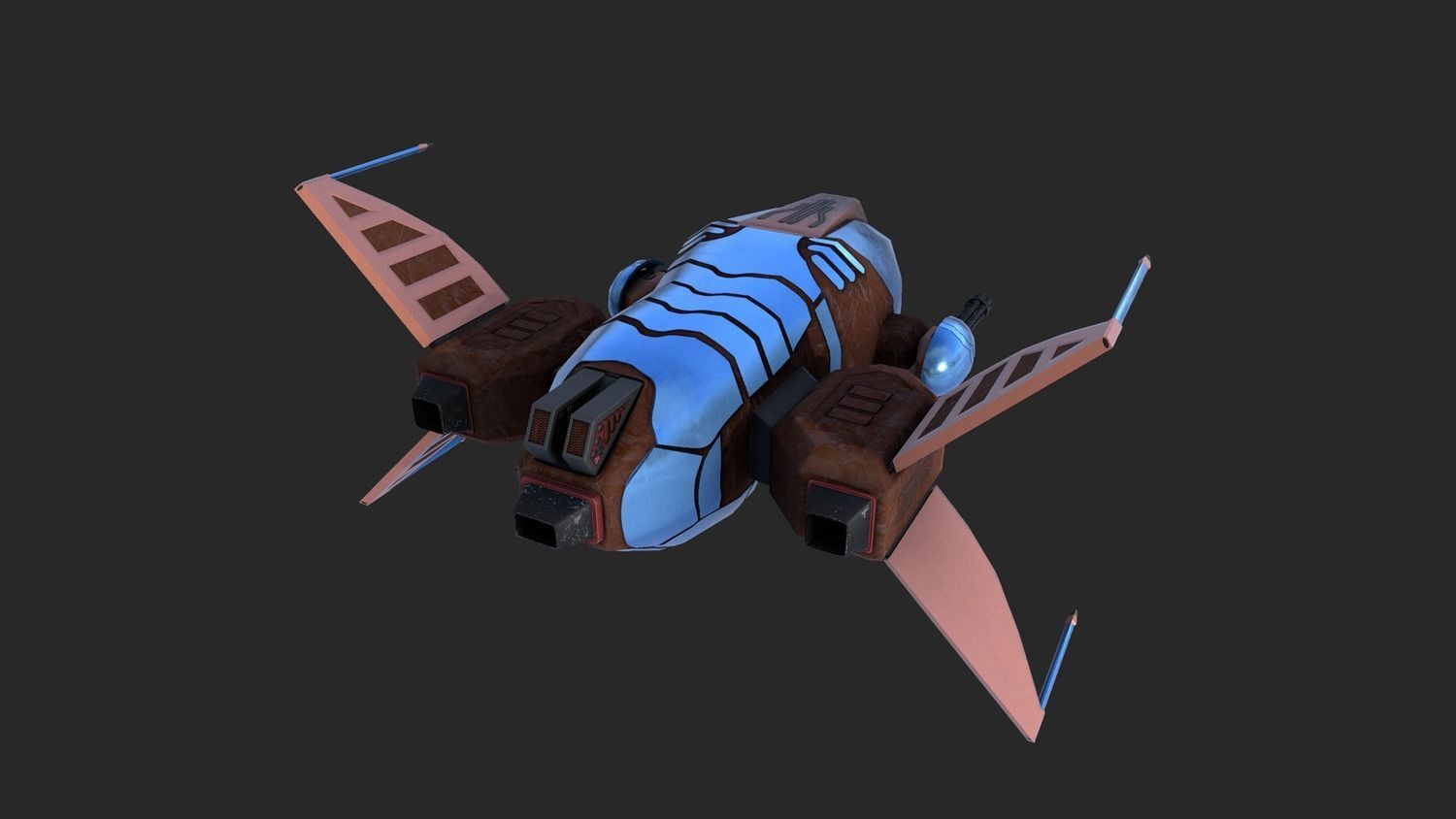 Spaceship Drone Marauder Low-poly 3D model_5
