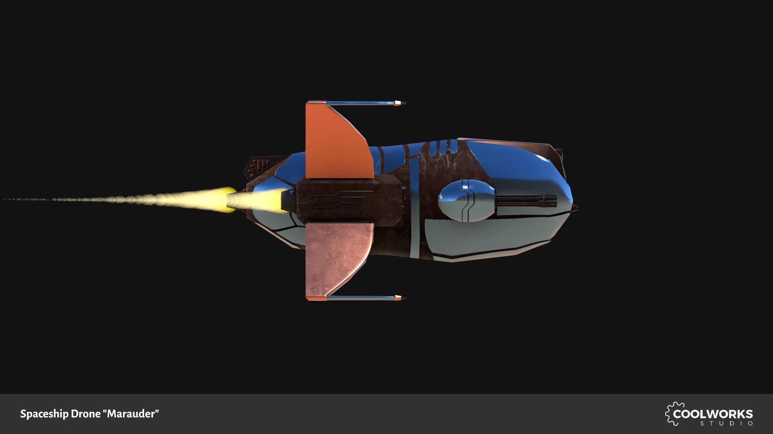 Spaceship Drone Marauder Low-poly 3D model_7