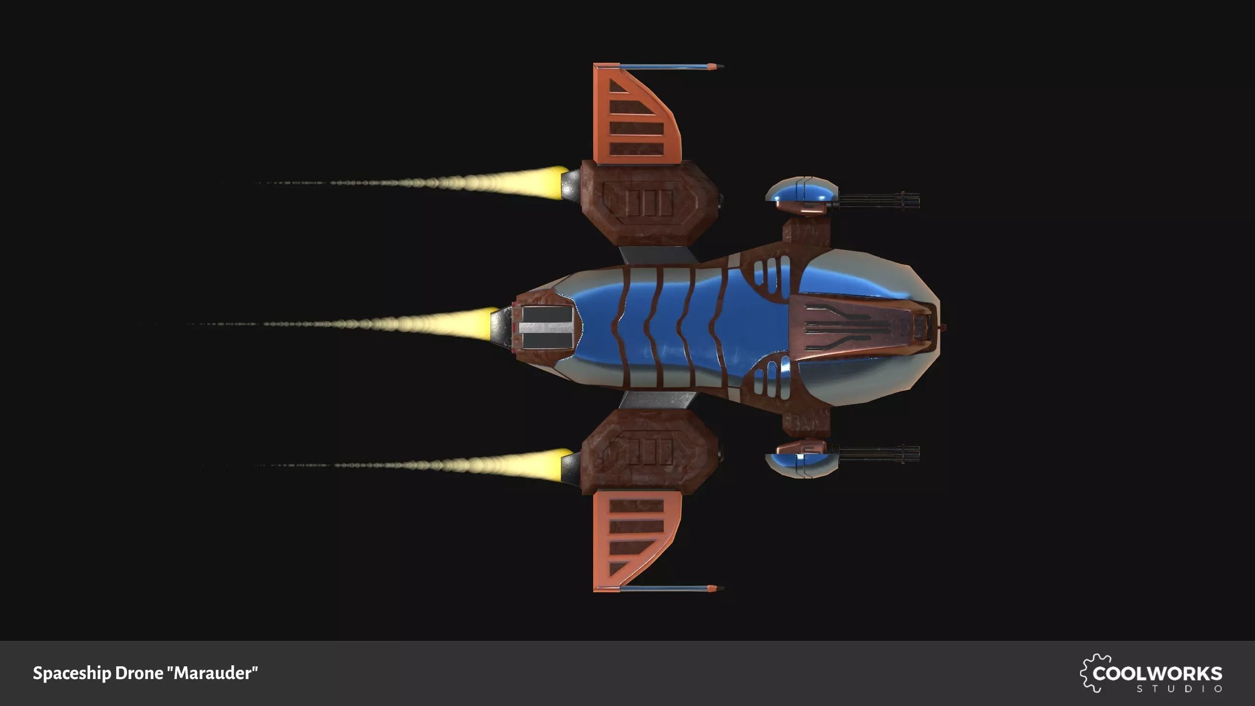 Spaceship Drone Marauder Low-poly 3D model_8