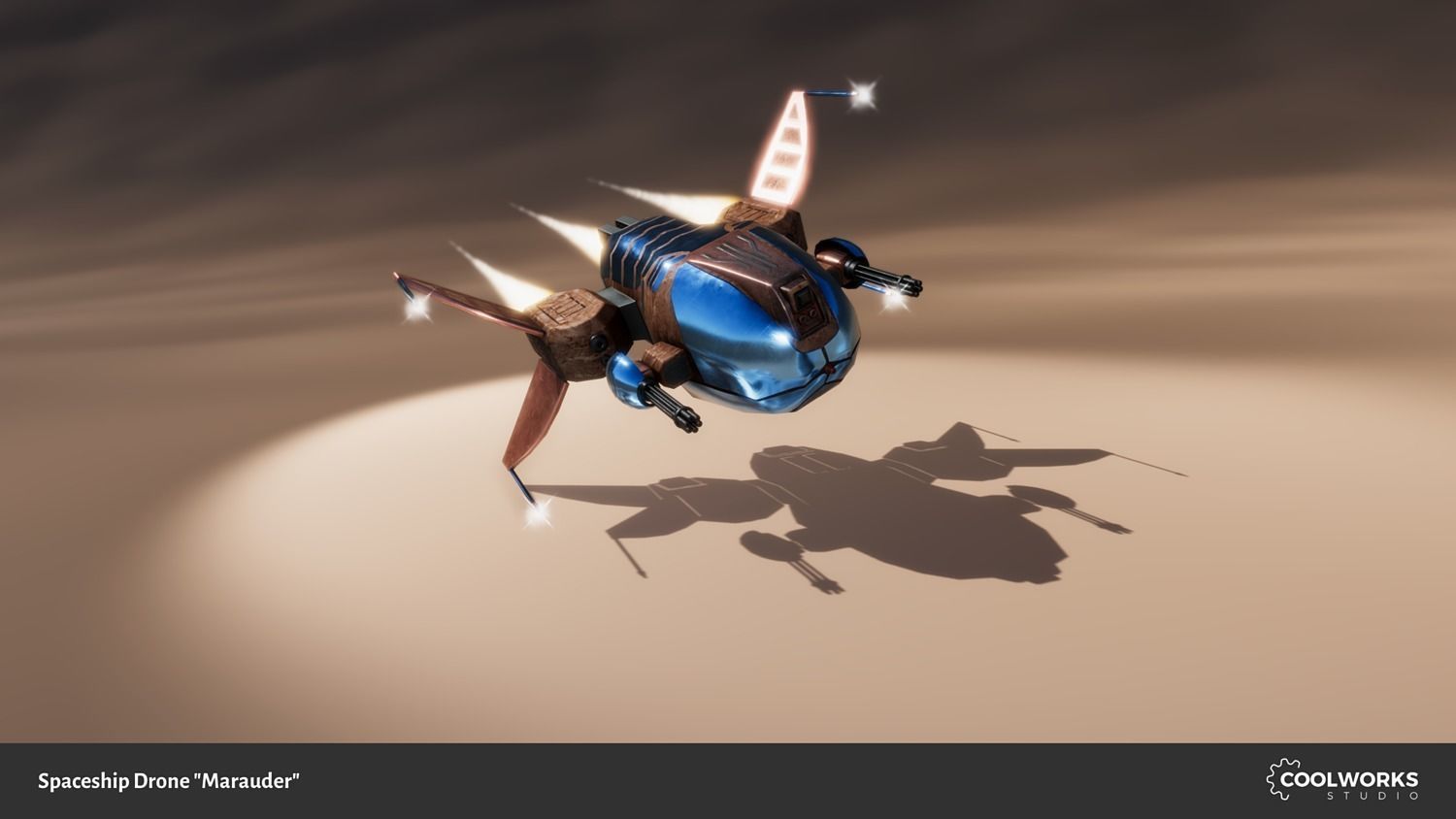 Spaceship Drone Marauder Low-poly 3D model_1