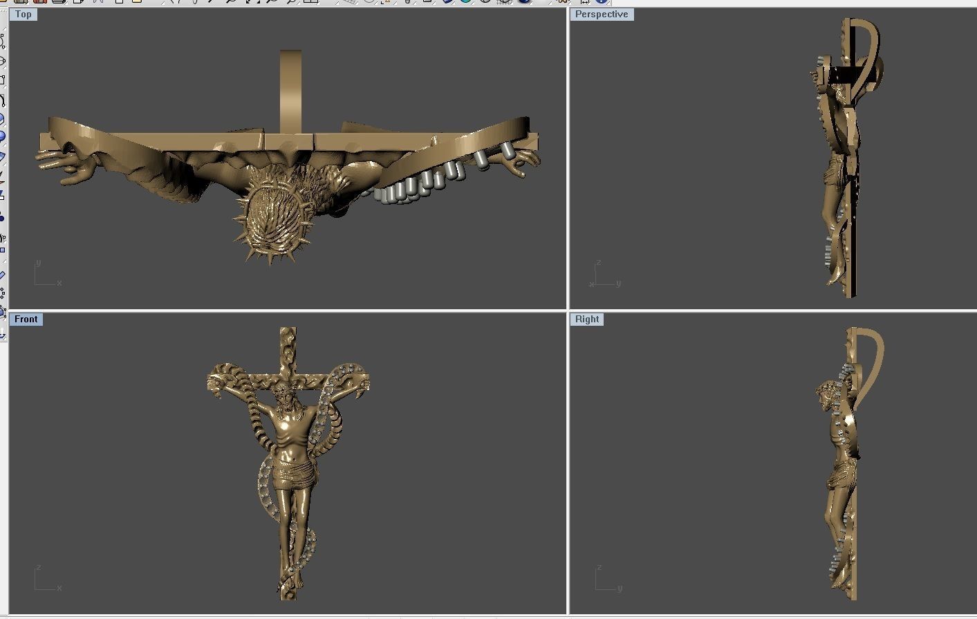 Jesus diamond cross pendent  3D print model_2
