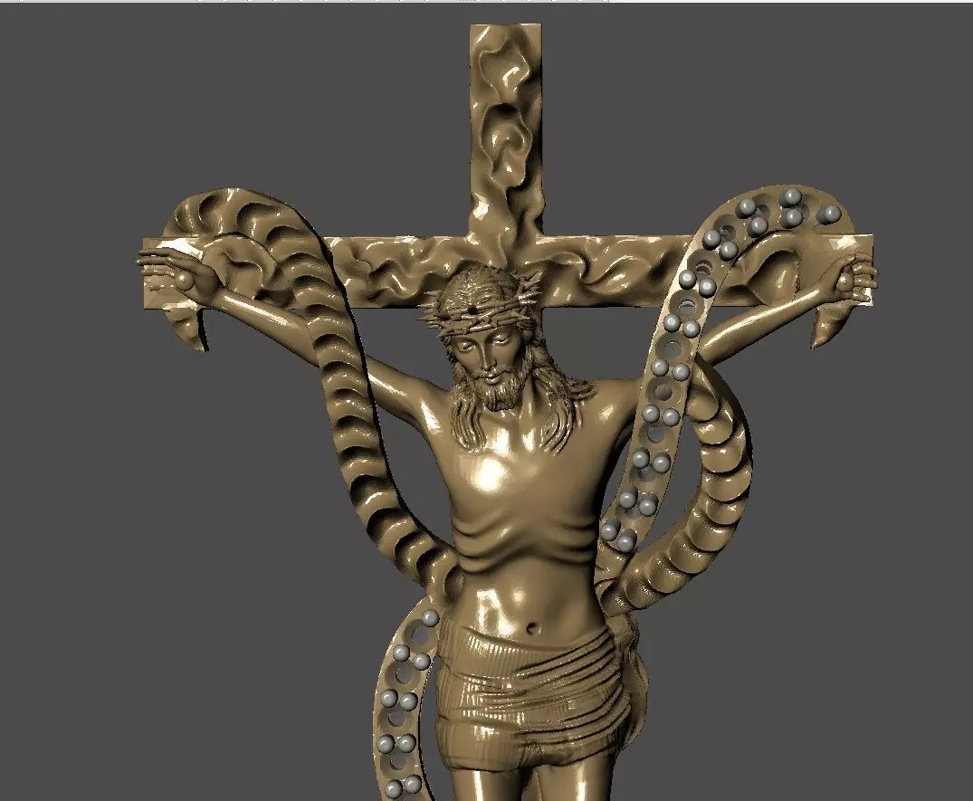 Jesus diamond cross pendent  3D print model_0