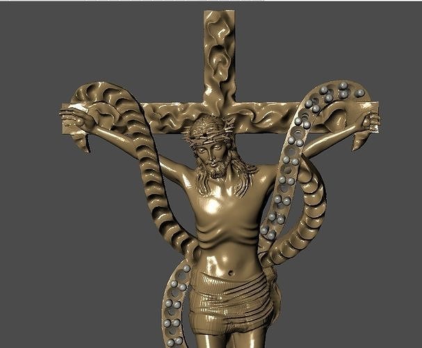 Jesus diamond cross pendent  3D print model