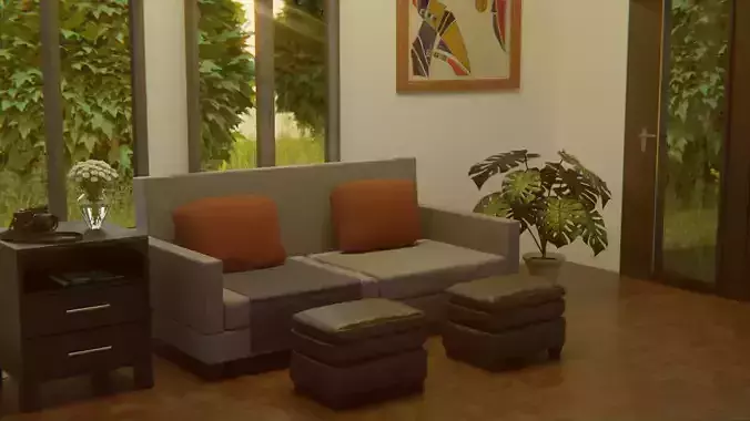 Stylistic Living Room - Early Morning