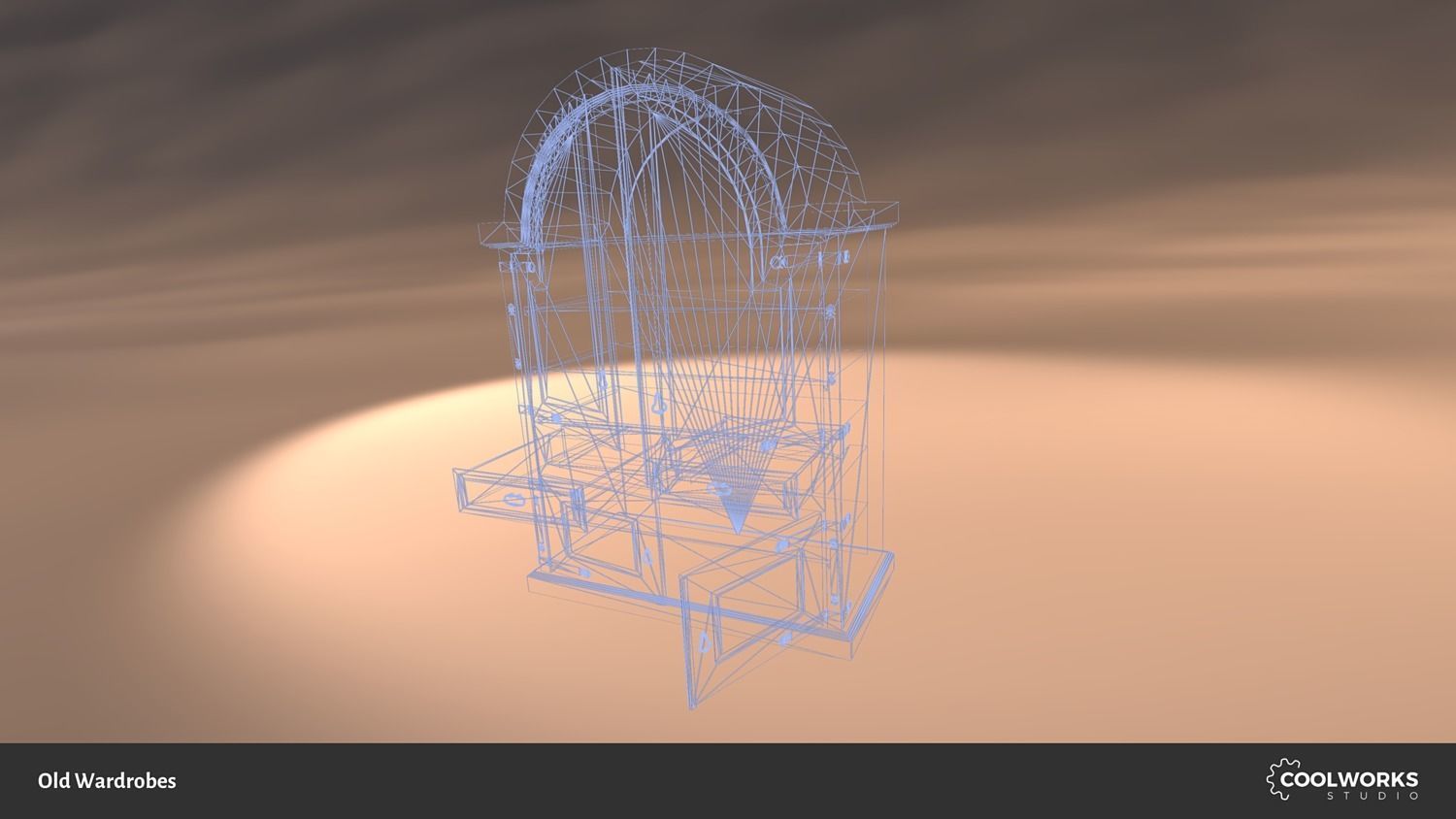 Old Wardrobe Modular Set Low-poly 3D model_14