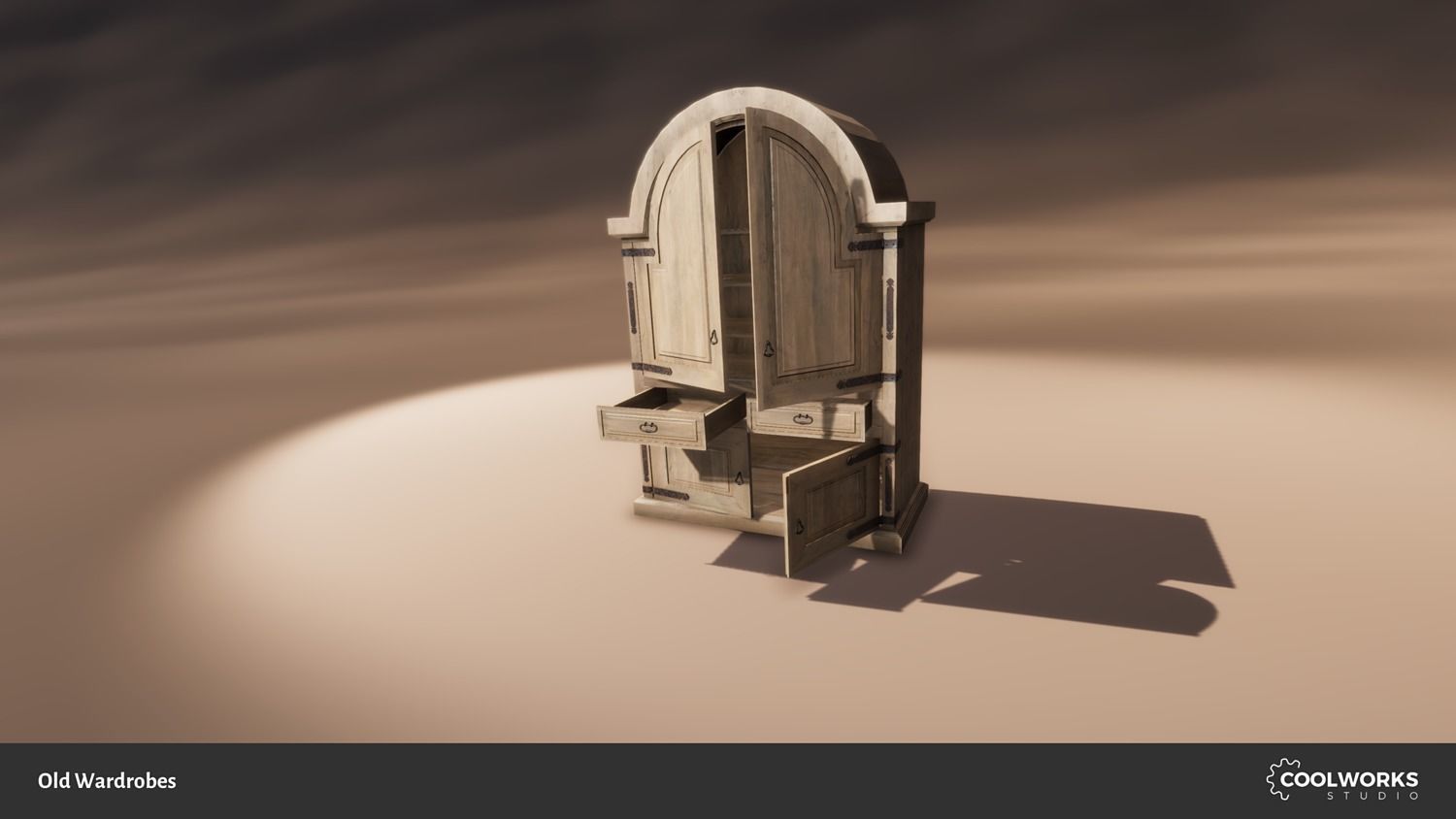 Old Wardrobe Modular Set Low-poly 3D model_10