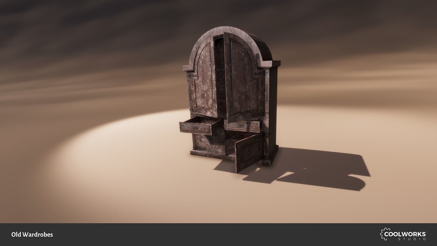 Old Wardrobe Modular Set Low-poly 3D model_12