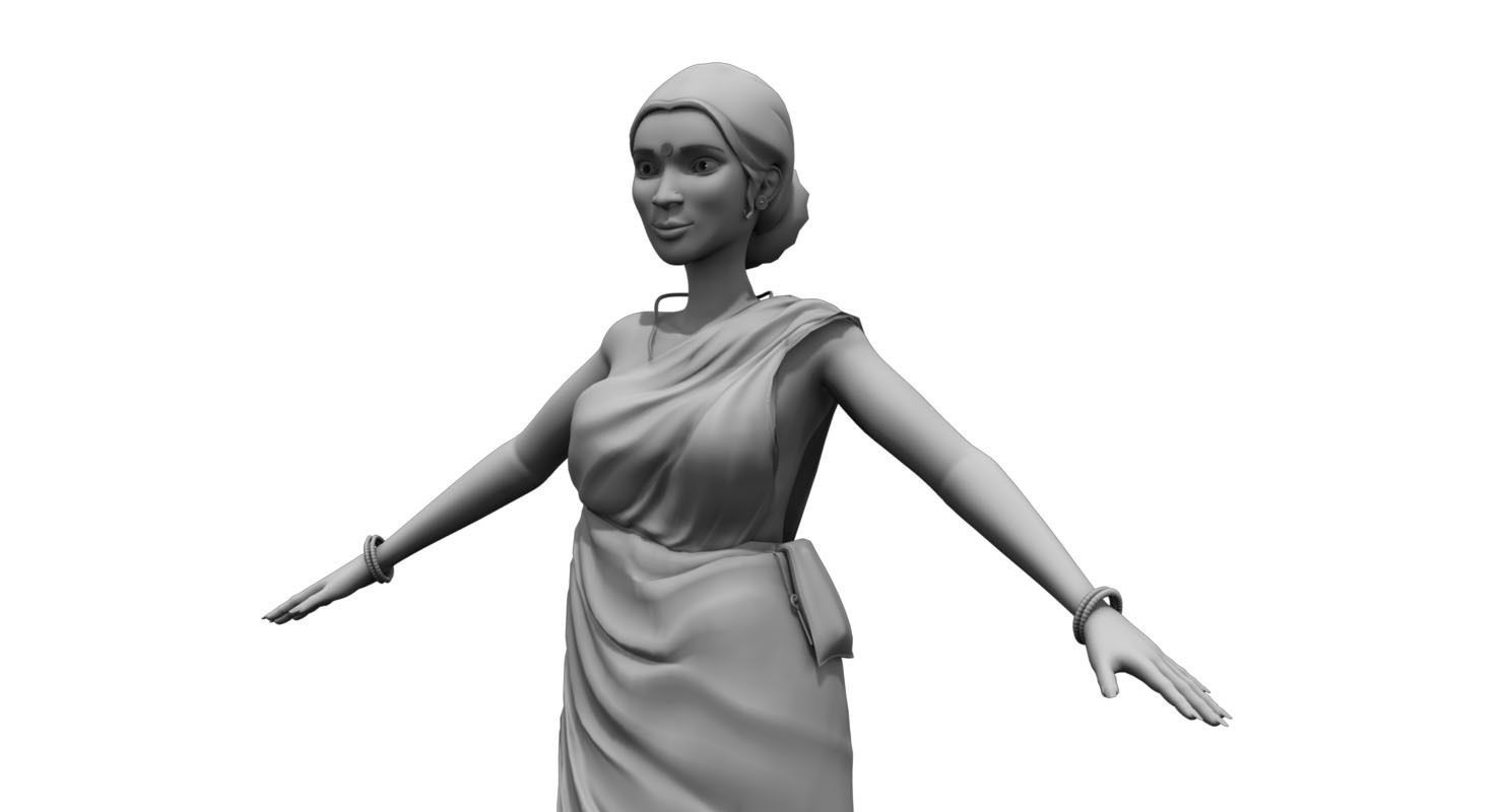 india woman 3d model 3D model_1