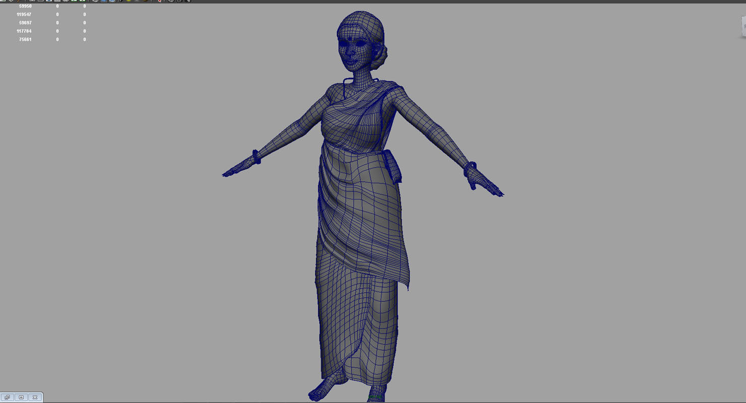india woman 3d model 3D model_6