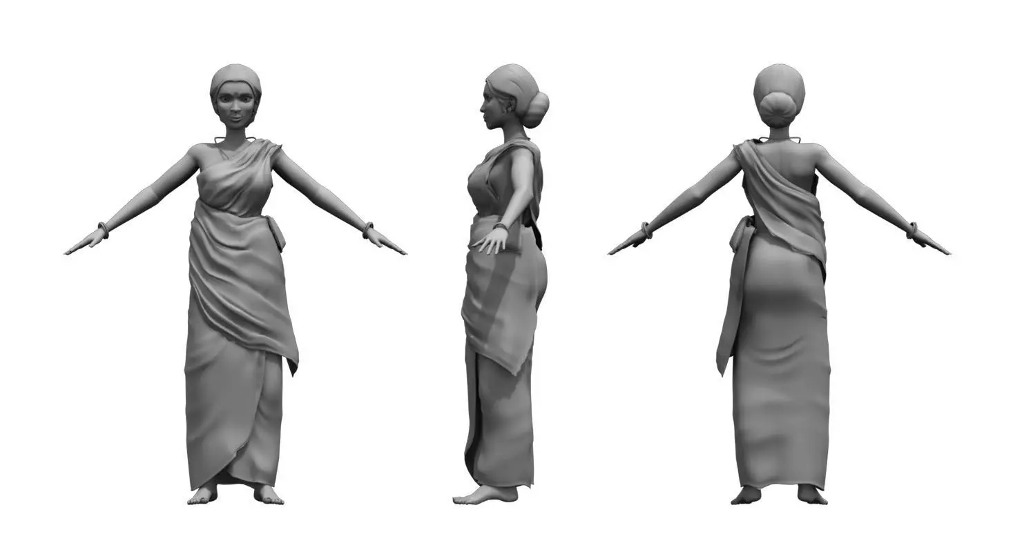 india woman 3d model 3D model_0