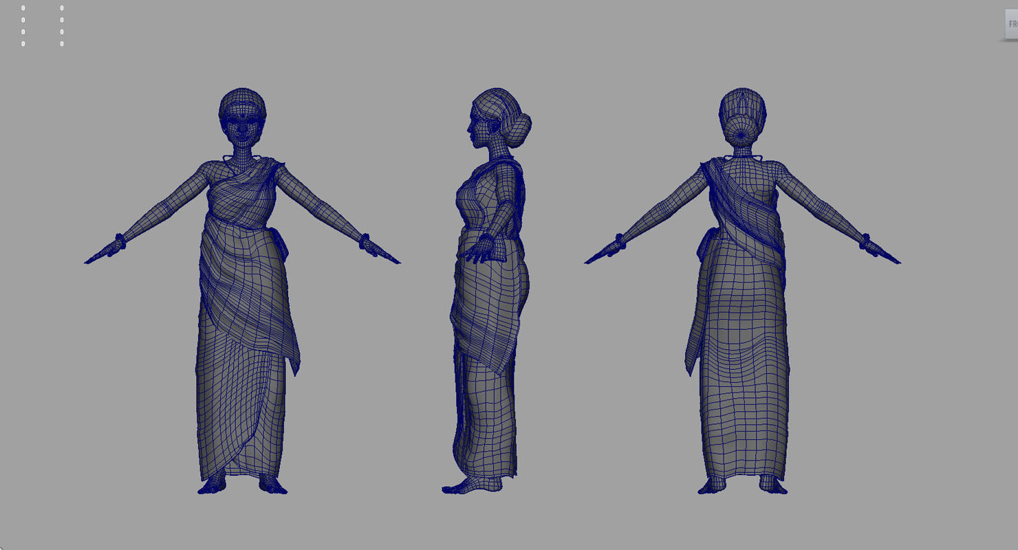 india woman 3d model 3D model_3