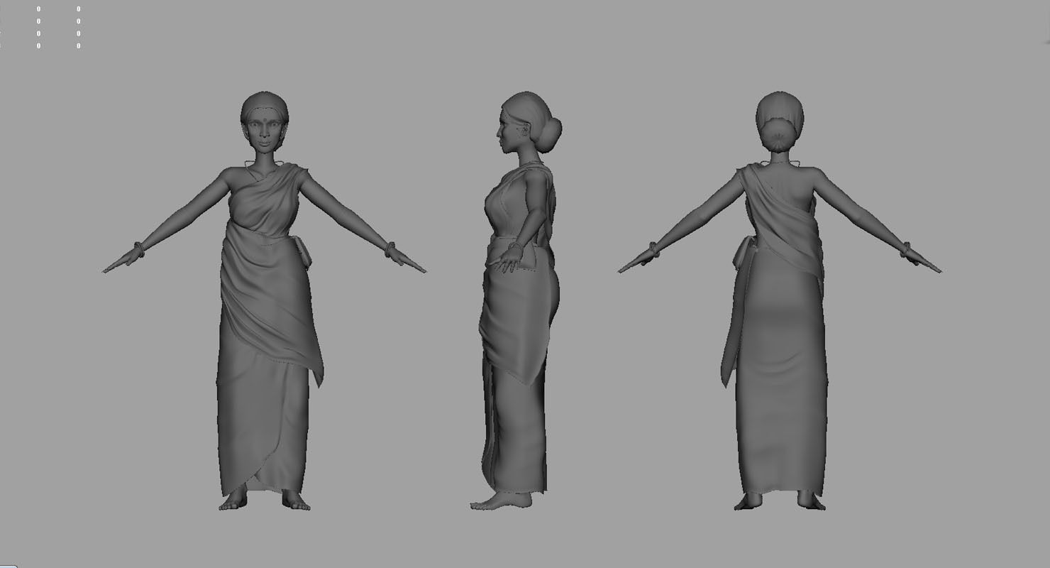 india woman 3d model 3D model_2