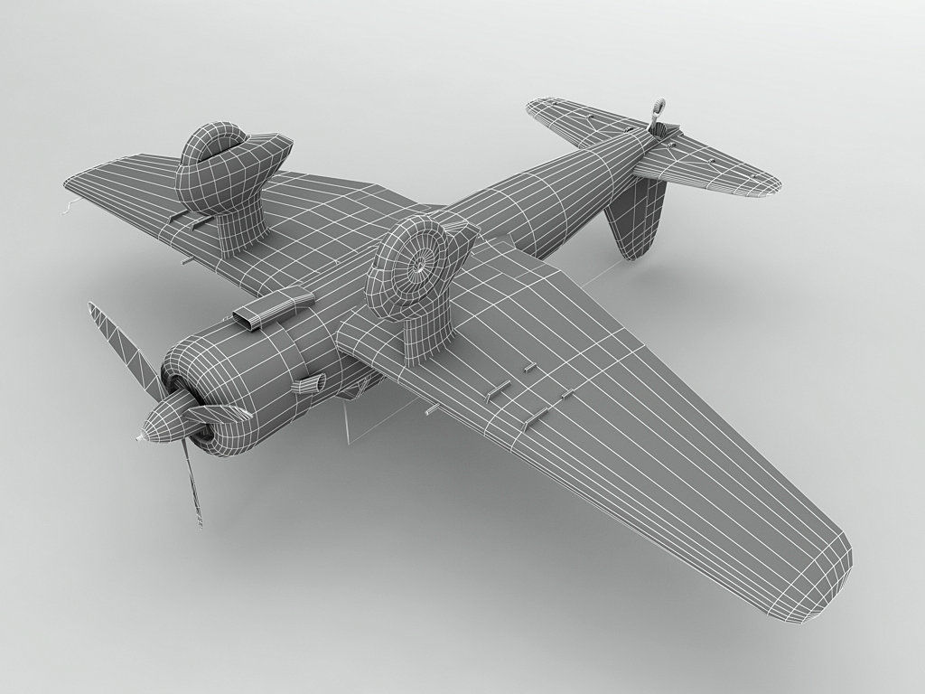 Mitsubishi ki-51 Military Aircraft WWII Low-poly 3D model_1